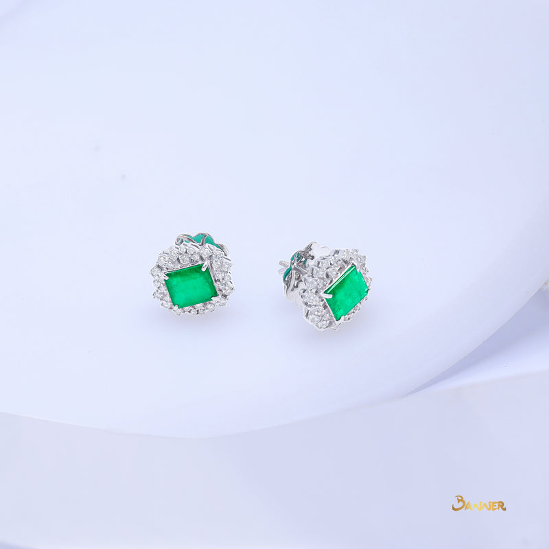Emerald and Diamond Abstract Earrings