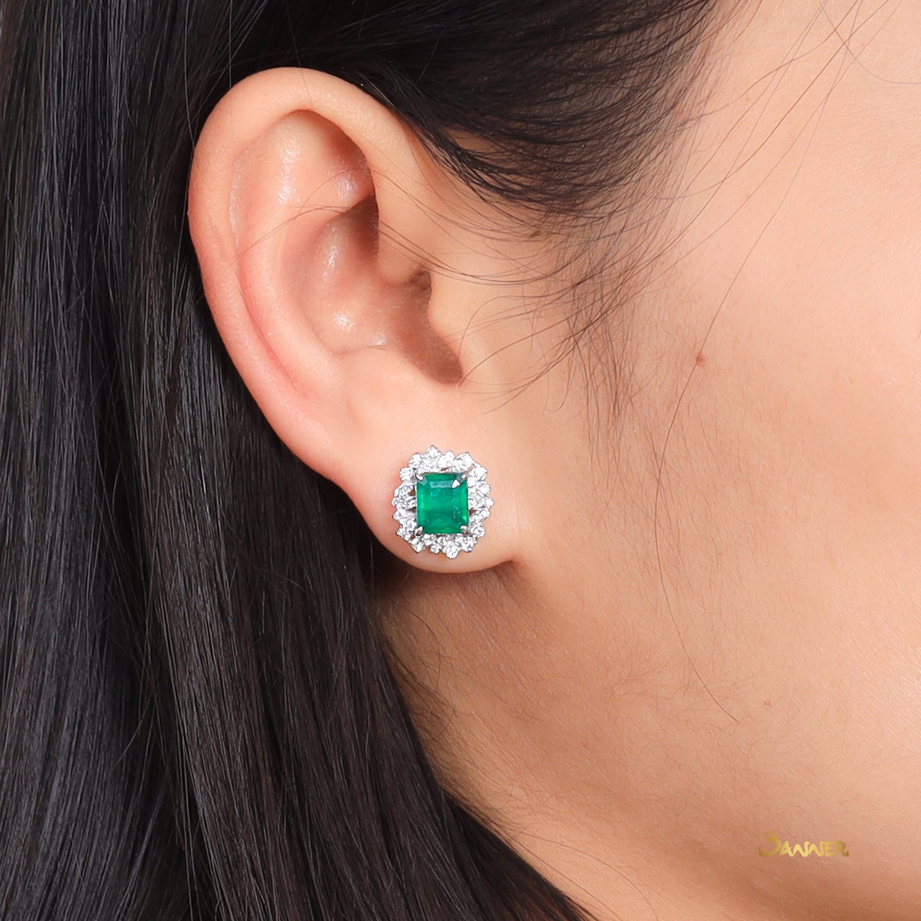 Emerald and Diamond Abstract Earrings