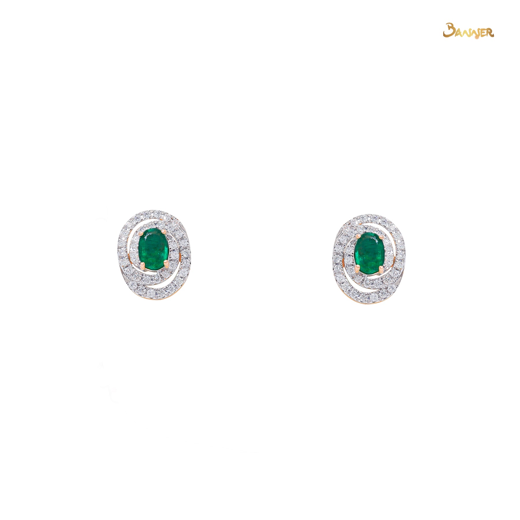 Emerald and Diamond Helix Earrings