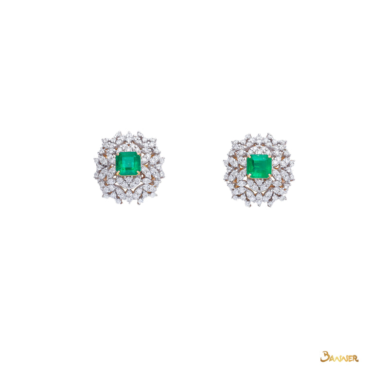 Columbia Emerald and Diamond Elegant Earrings