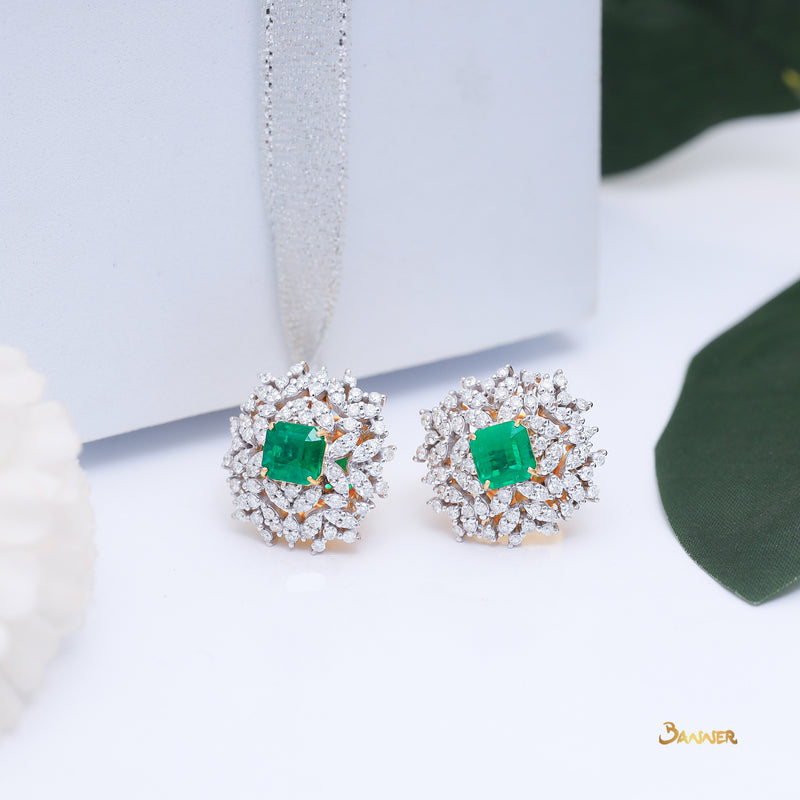Columbia Emerald and Diamond Elegant Earrings