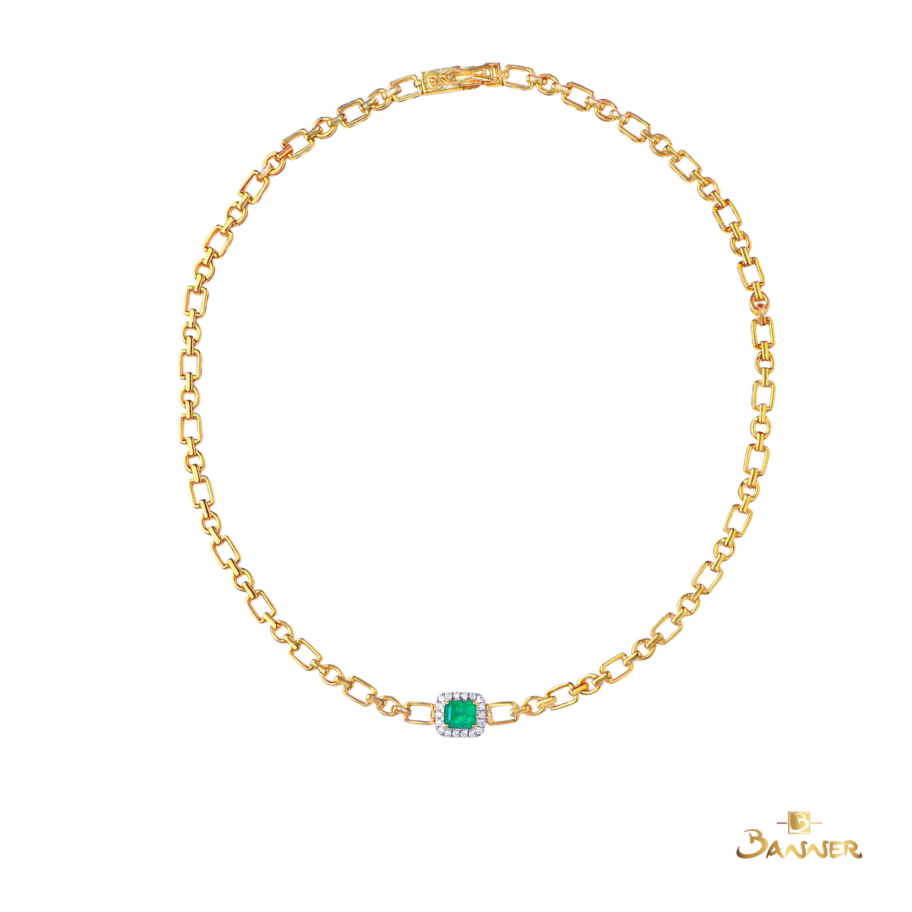 Columbian Emerald and Diamond Halo Choker