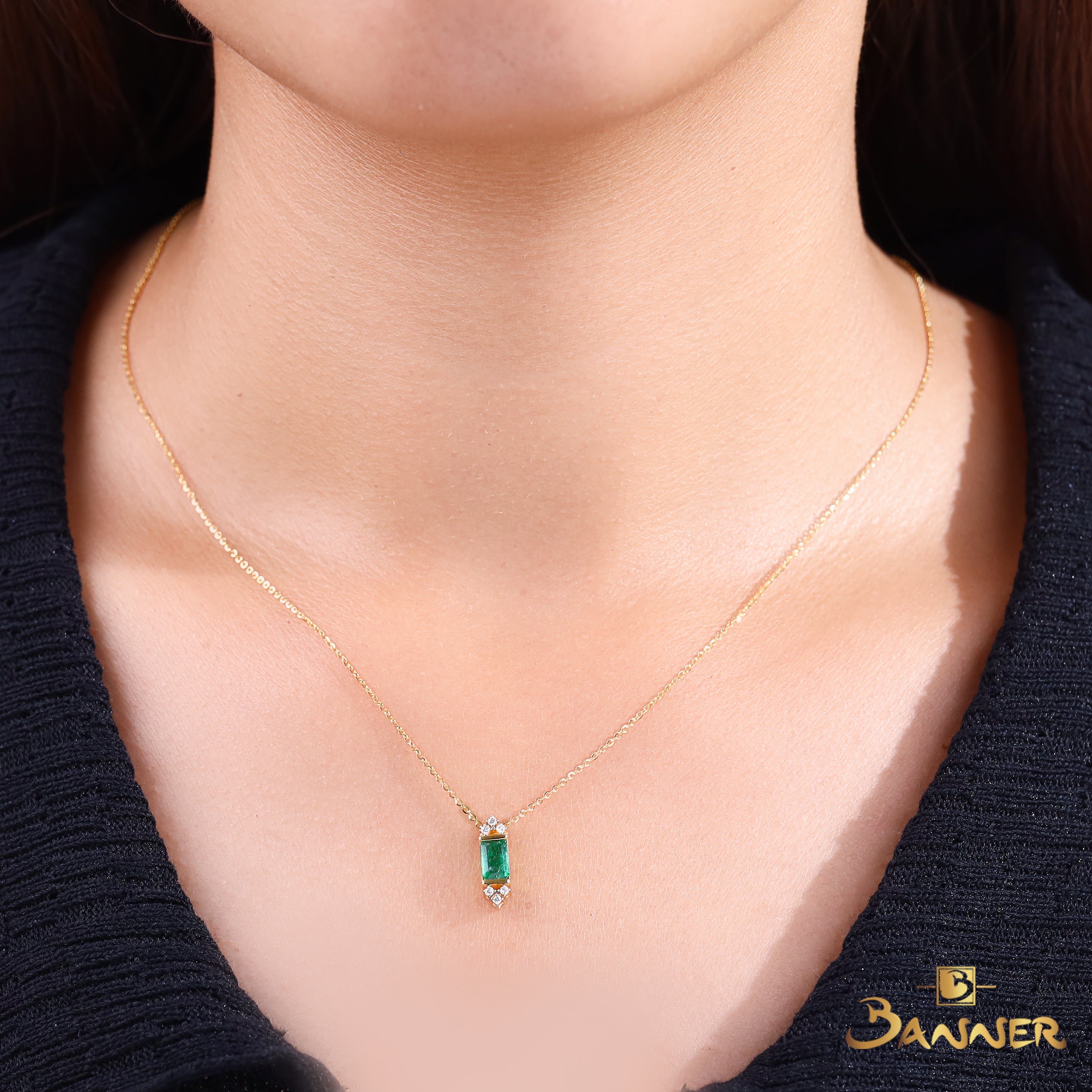 Emerald and Diamond Petite Necklace