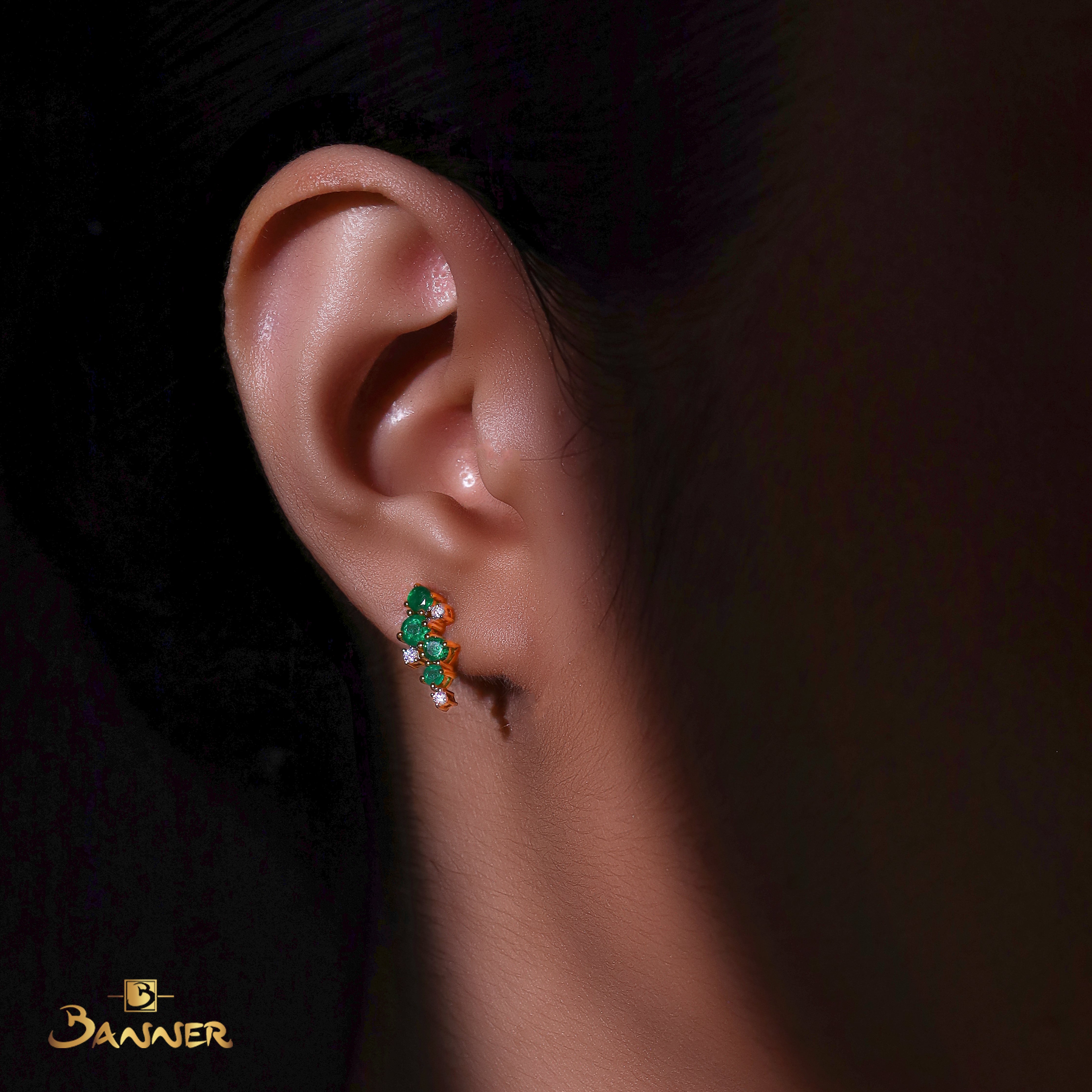 Emerald and Diamond Vines Earrings