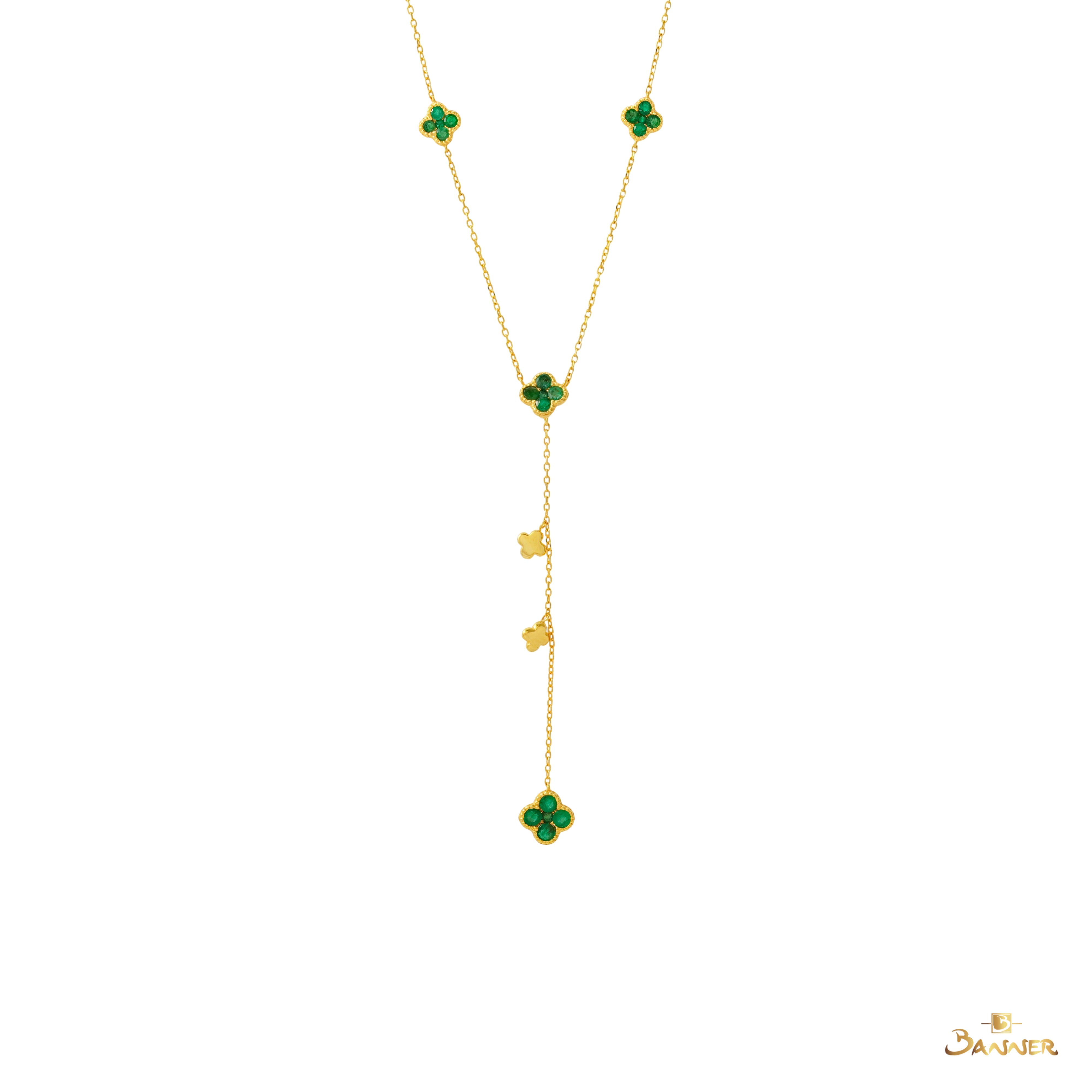 Emerald Clover Dangle Necklace