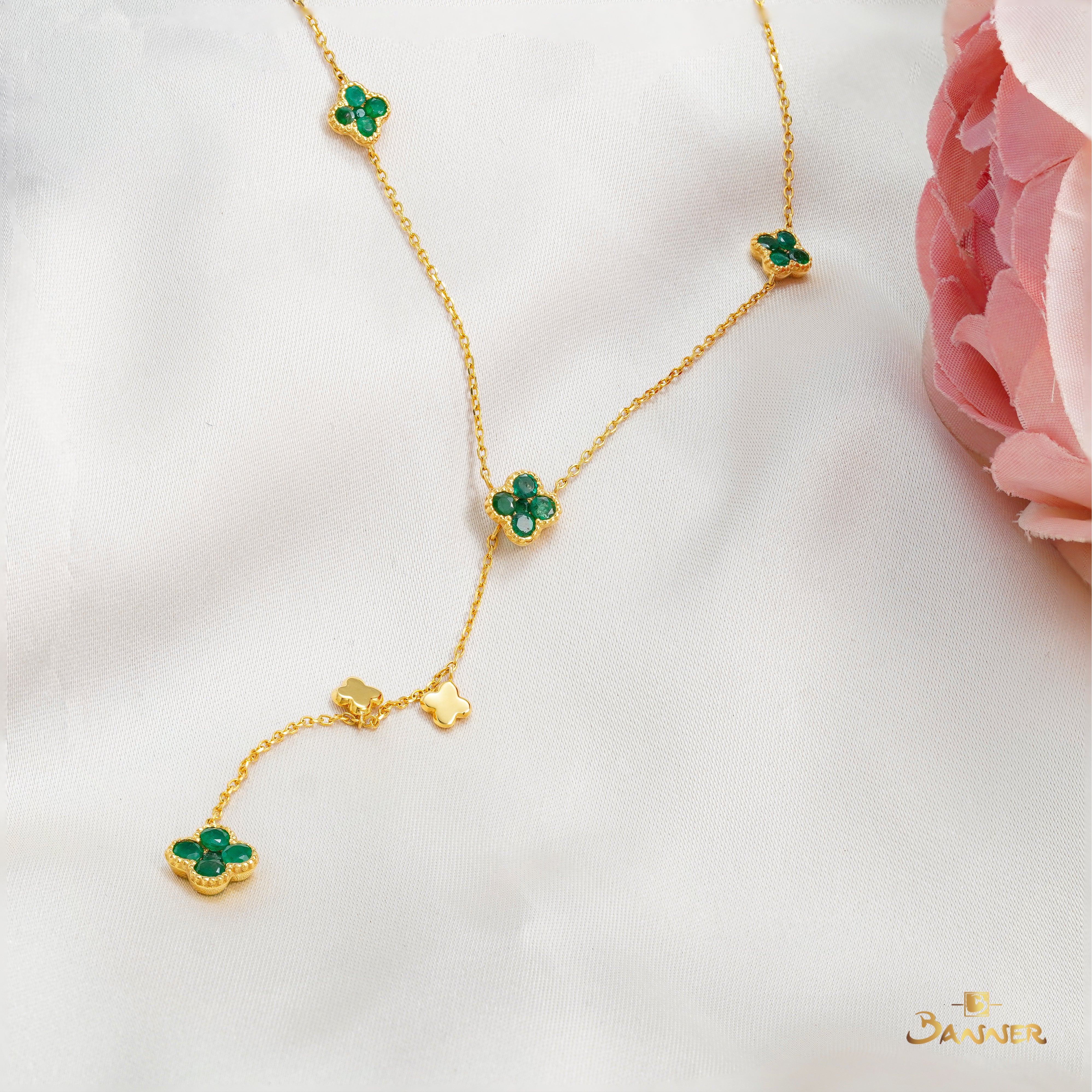 Emerald Clover Dangle Necklace