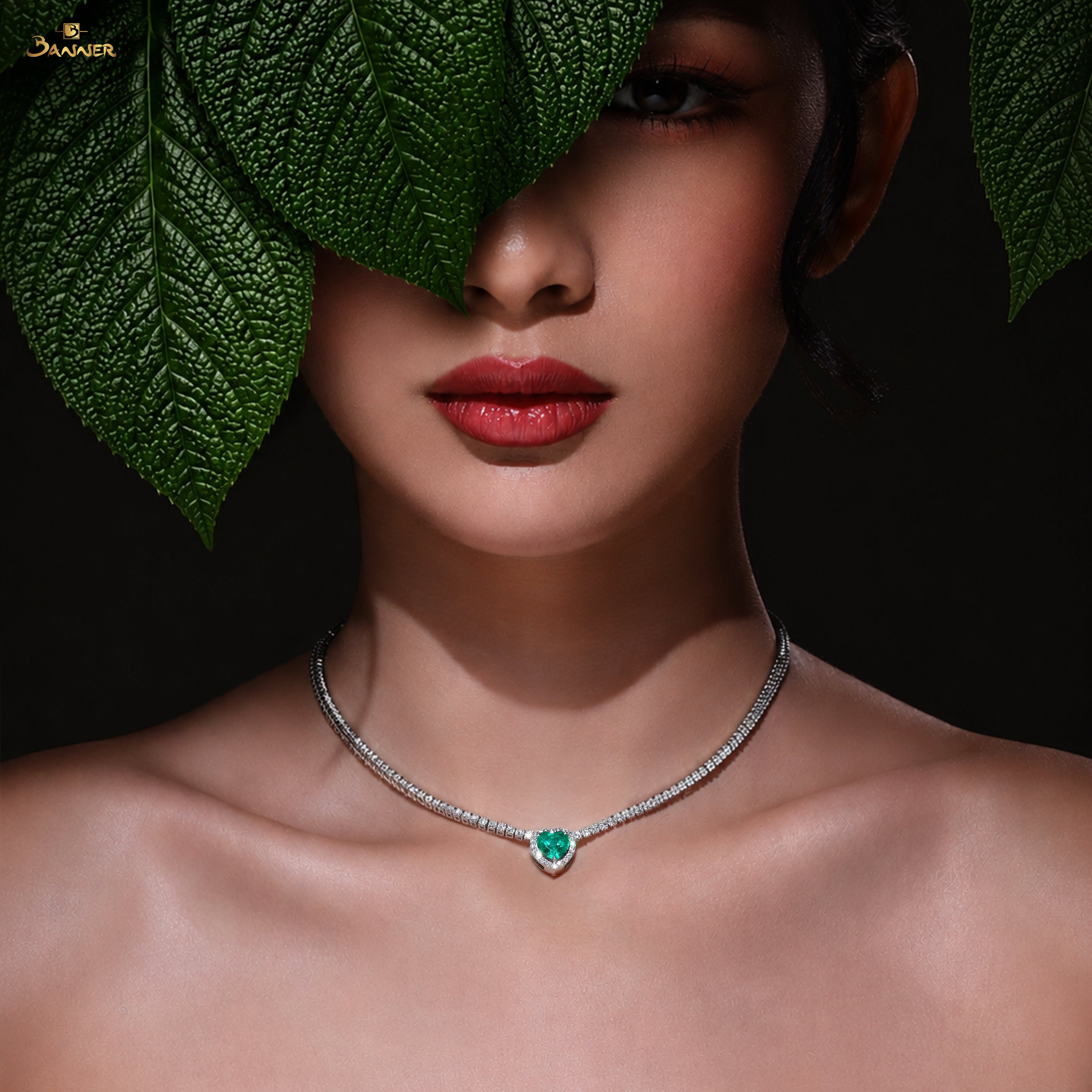 Columbian Emerald and Diamond Heart Necklace
