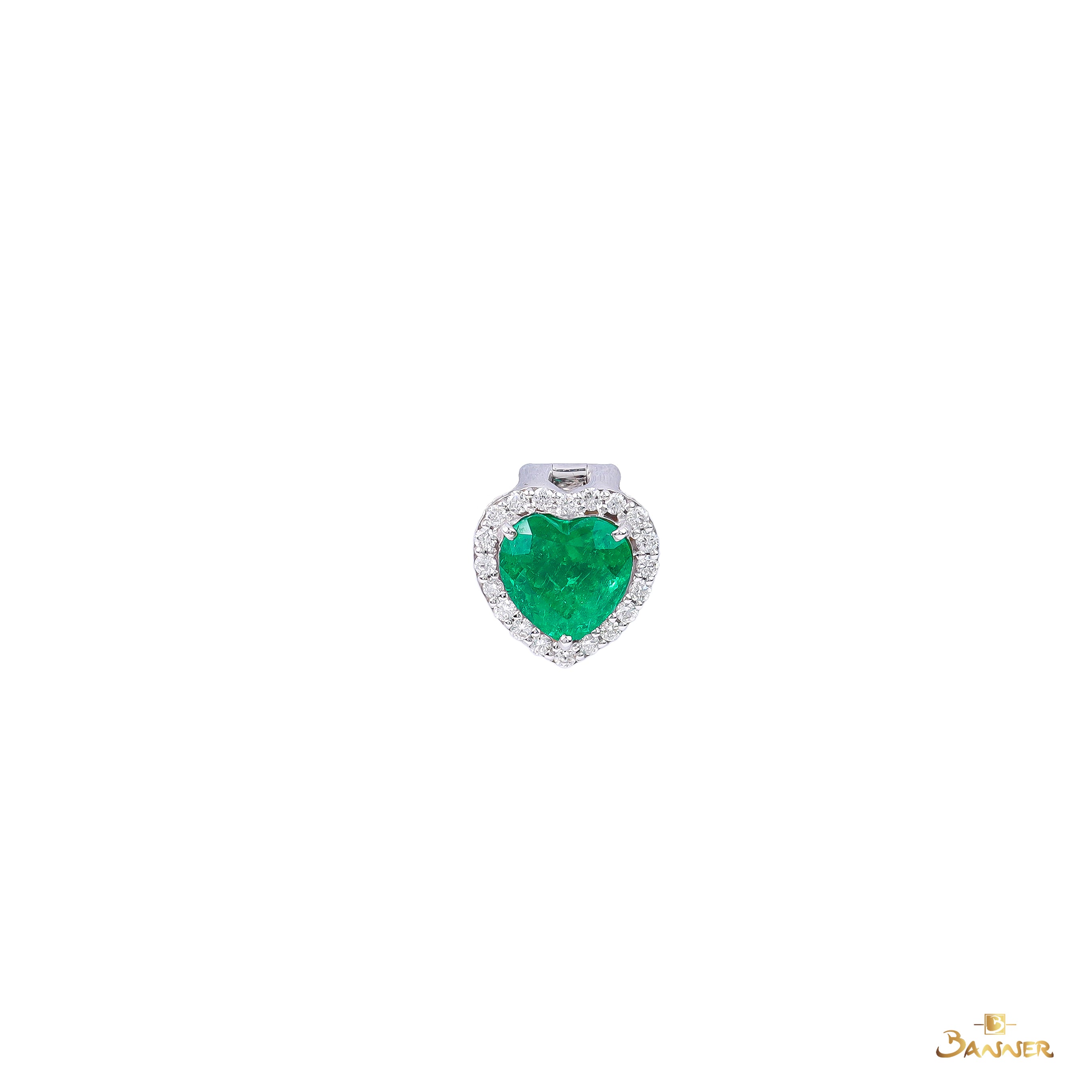 Columbian Emerald and Diamond Heart Pendant