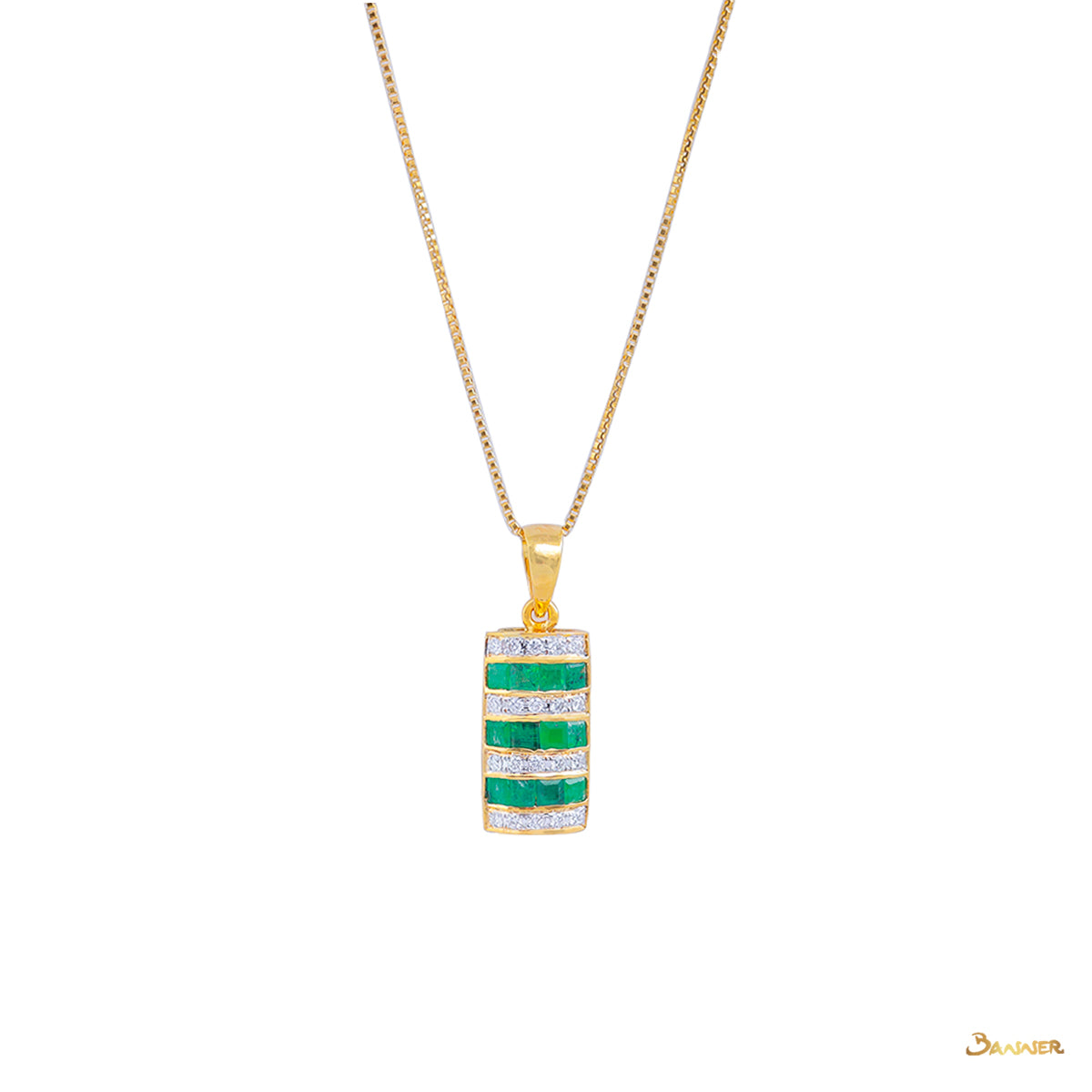 Emerald and Diamond Wasit Pendant