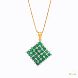 Emerald and Diamond Checkered Pendant