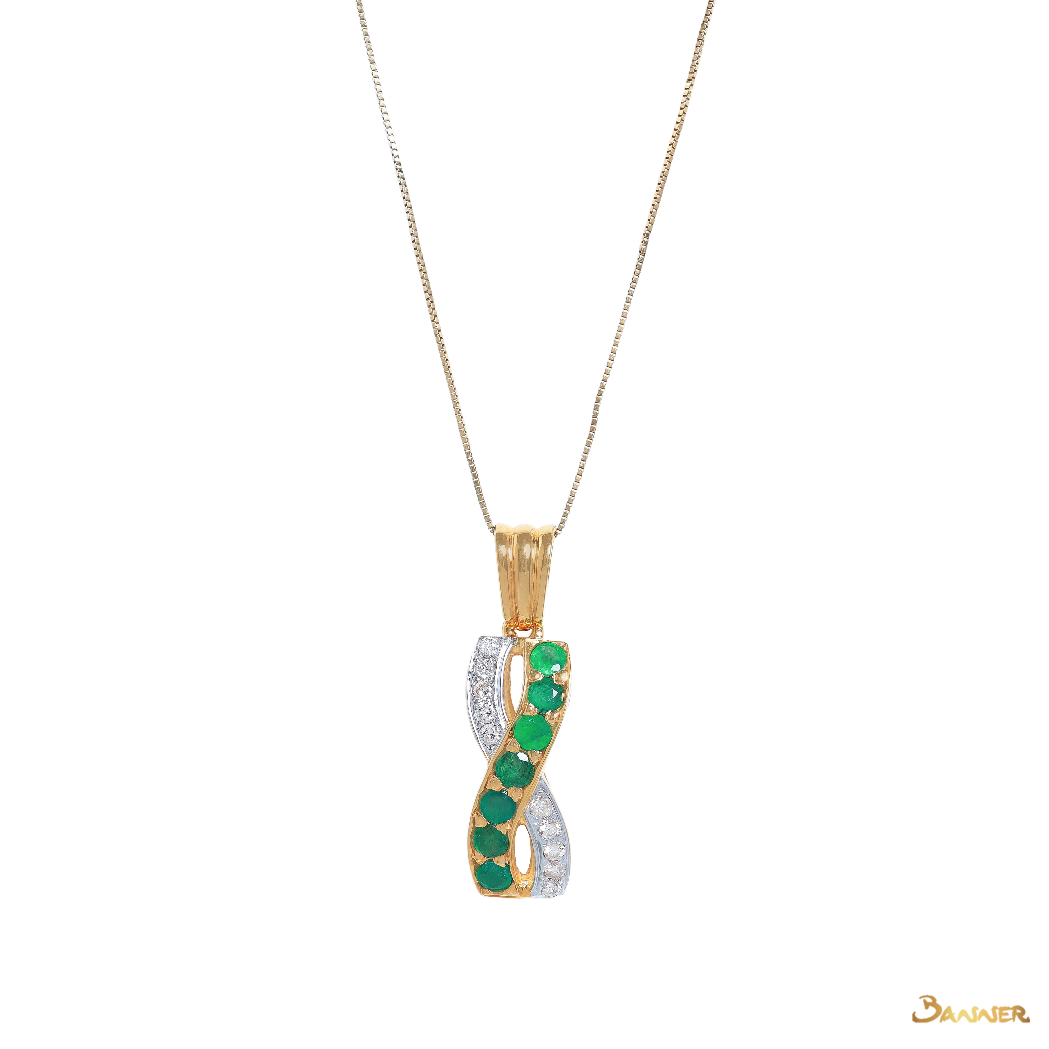 Emerald and Diamond Infinity Pendant