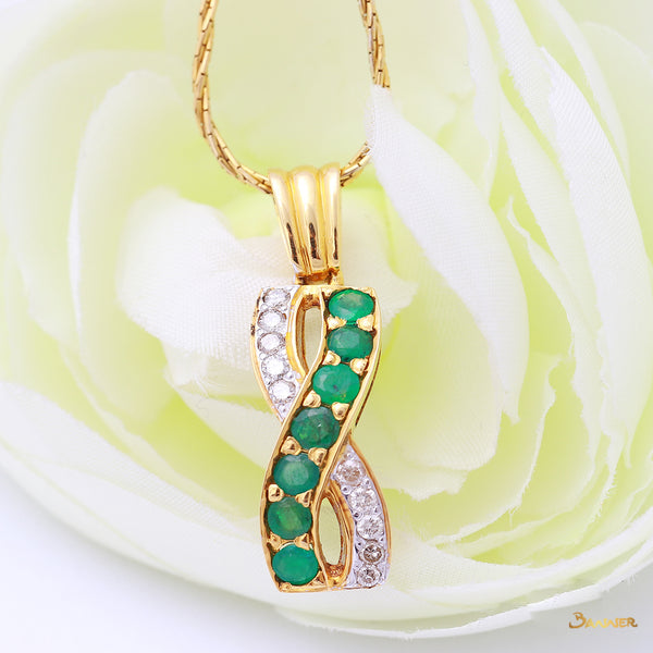 Emerald and Diamond Infinity Pendant