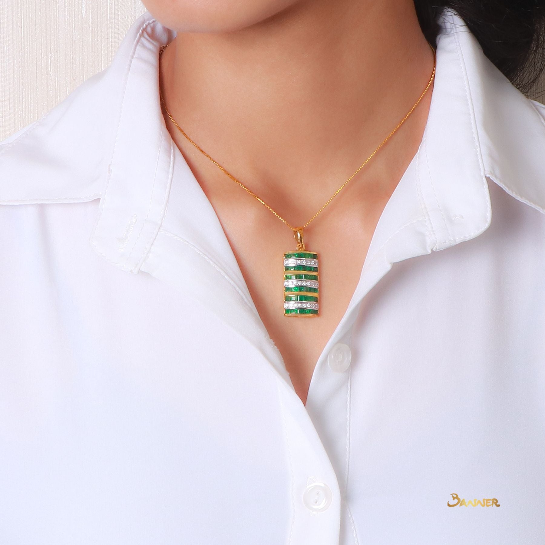 Emerald and Diamond Wasit Pendant