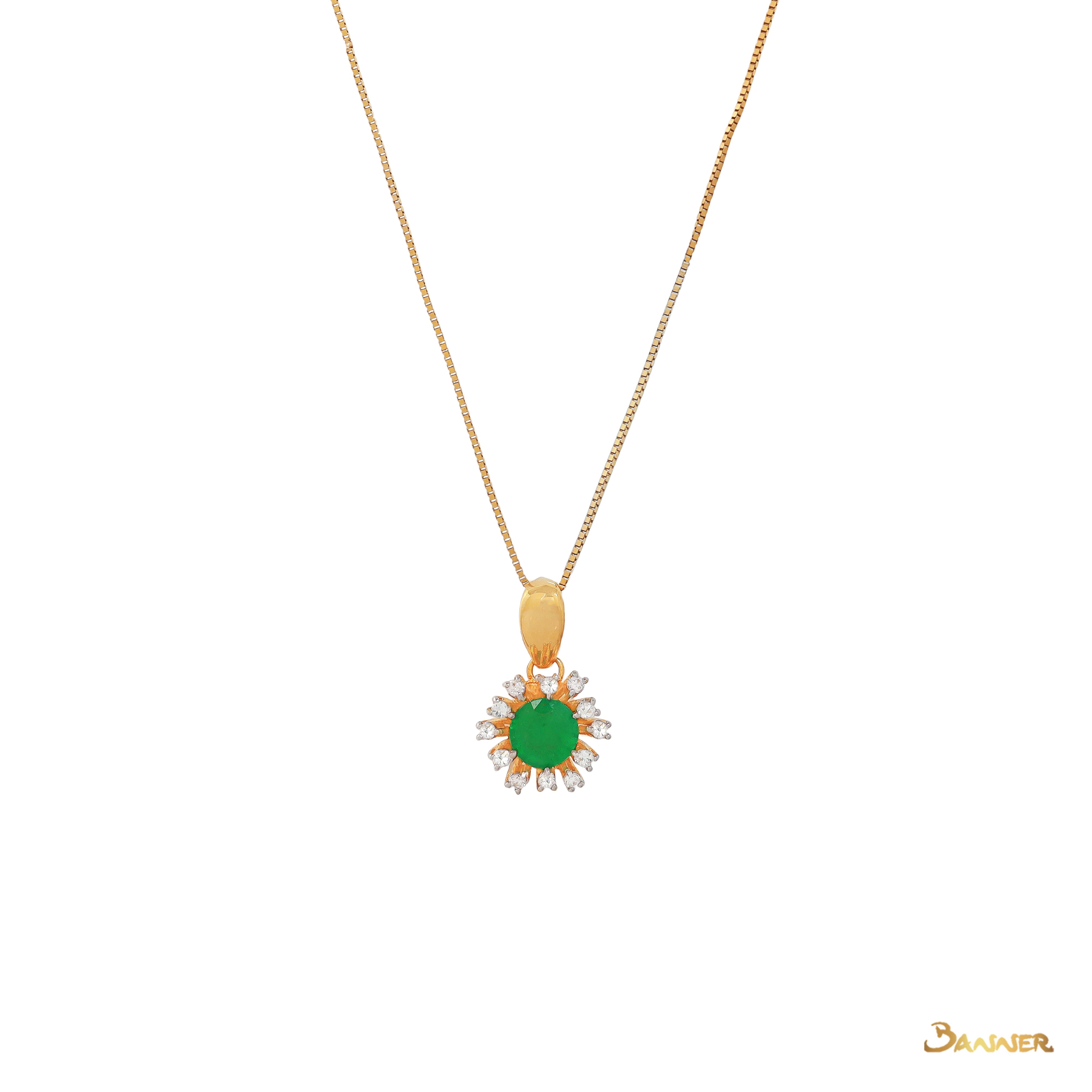 Emerald and Diamond Rose Pendant