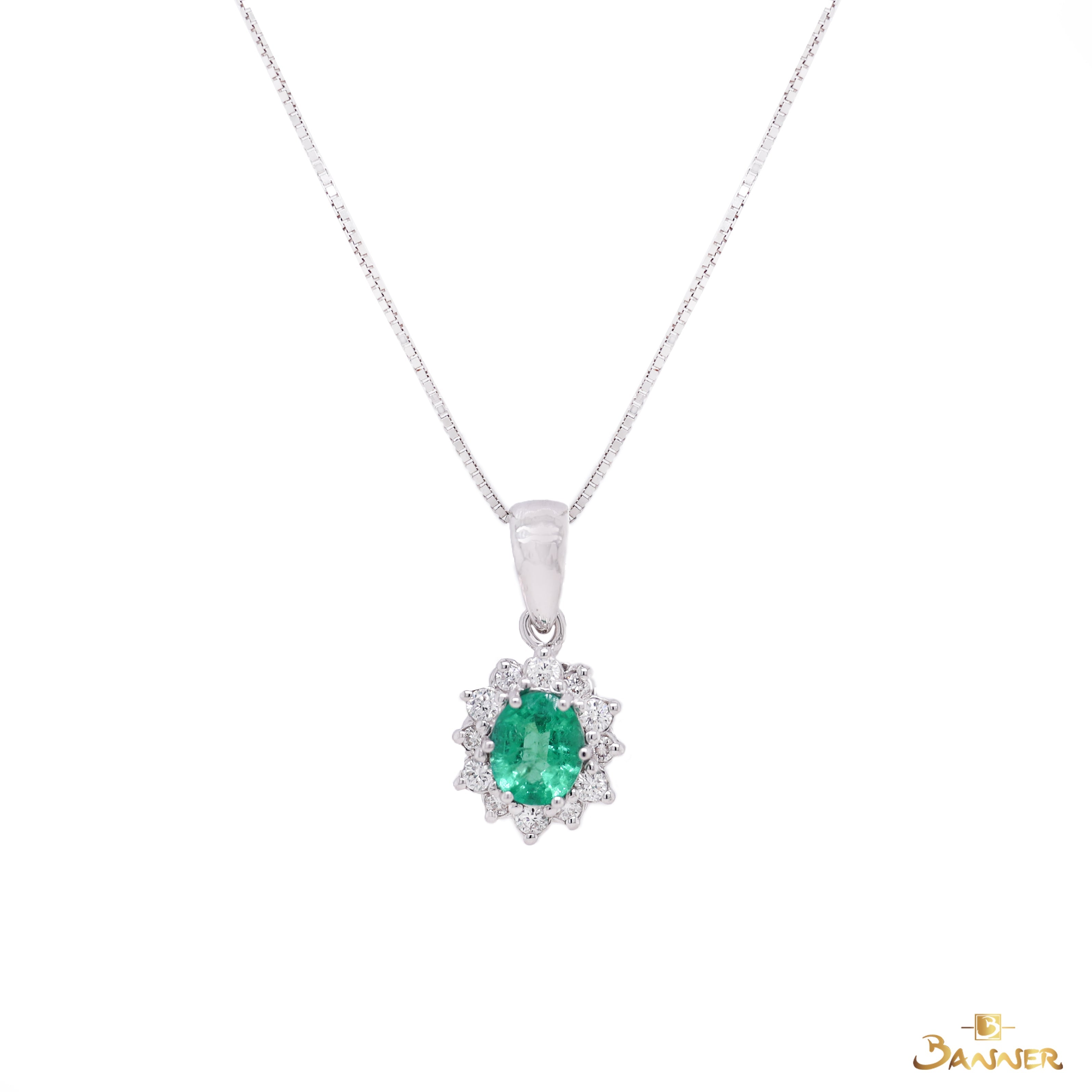 Emerald and Diamond Sunflower Pendant