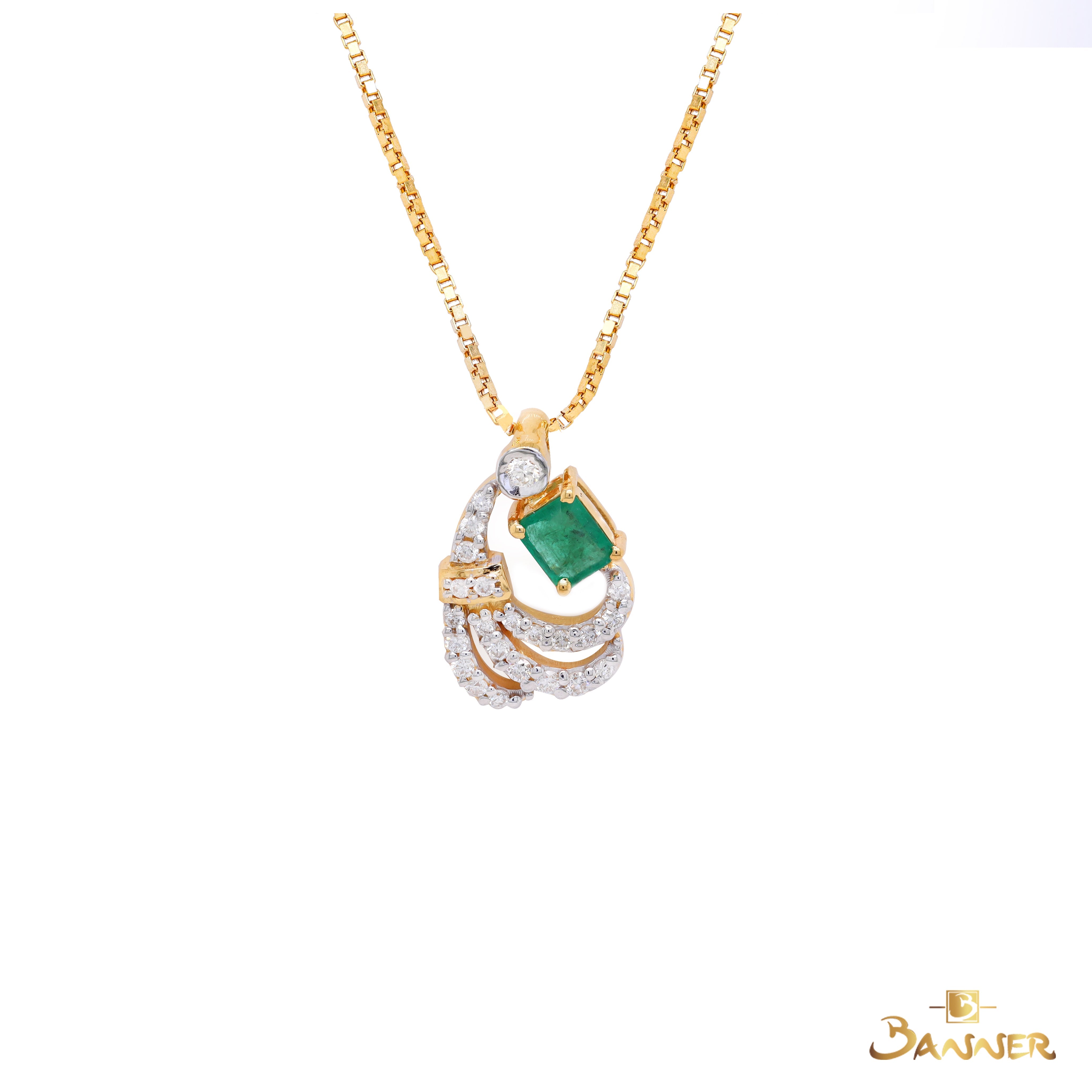 Emerald and Diamond Peacock Pendant