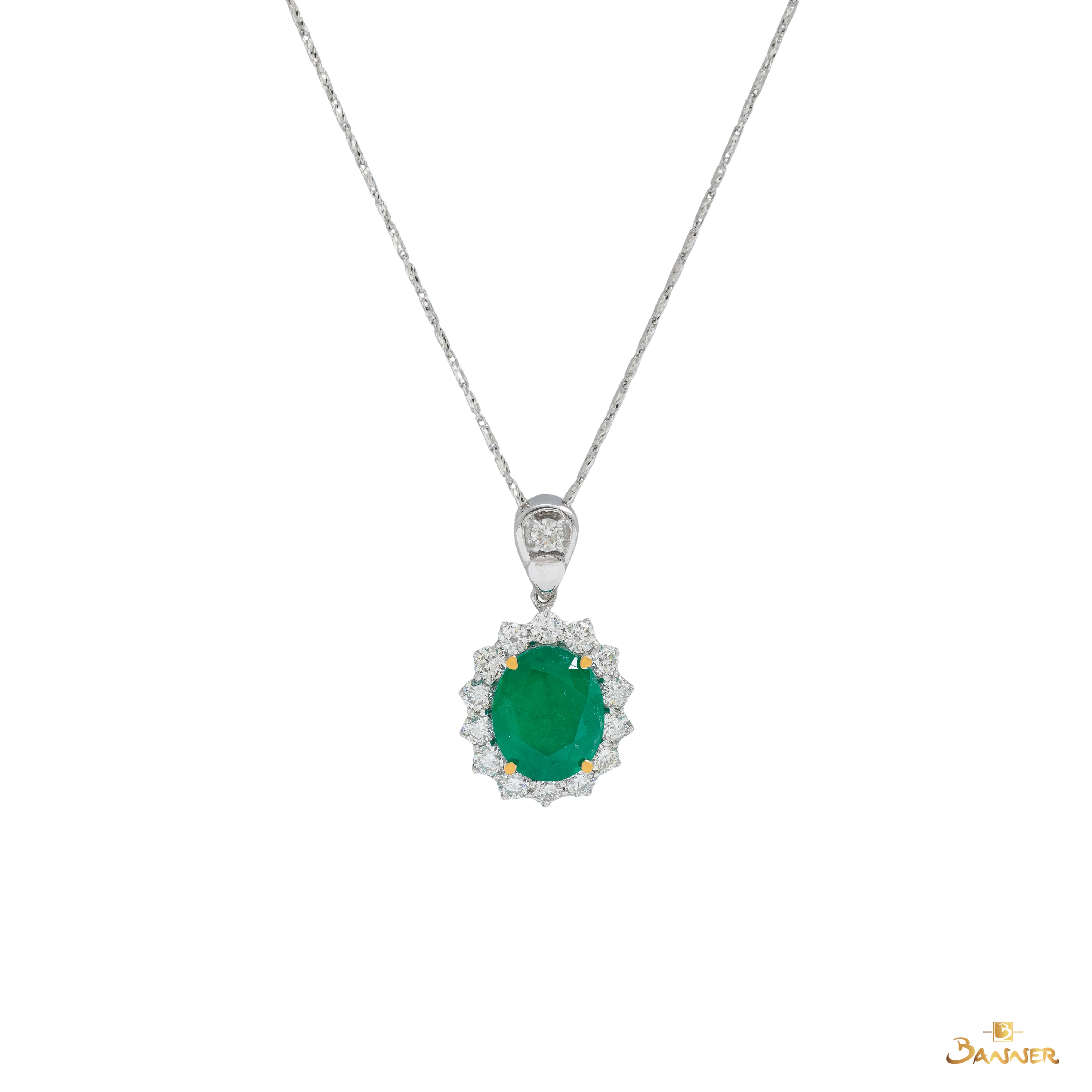 Columbia Emerald and Diamond Sunflower Pendant
