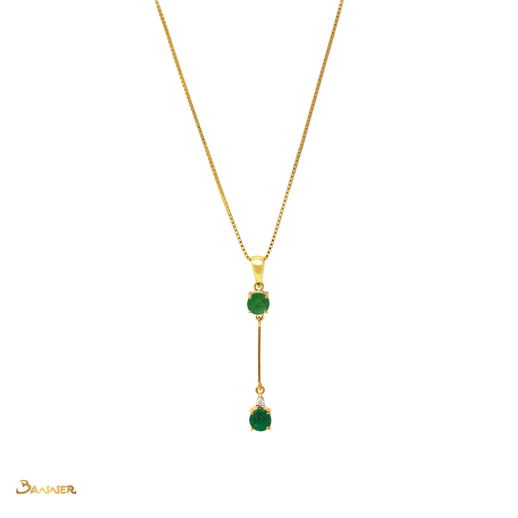 Emerald and Diamond 2-step Pendant