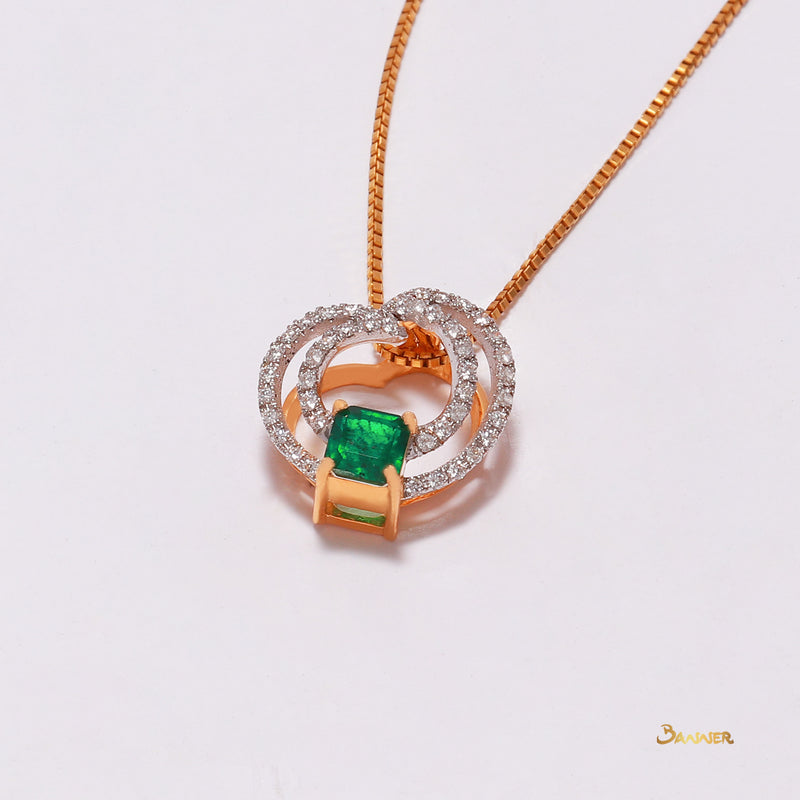 Emerald and Diamond Double Helix Pendant