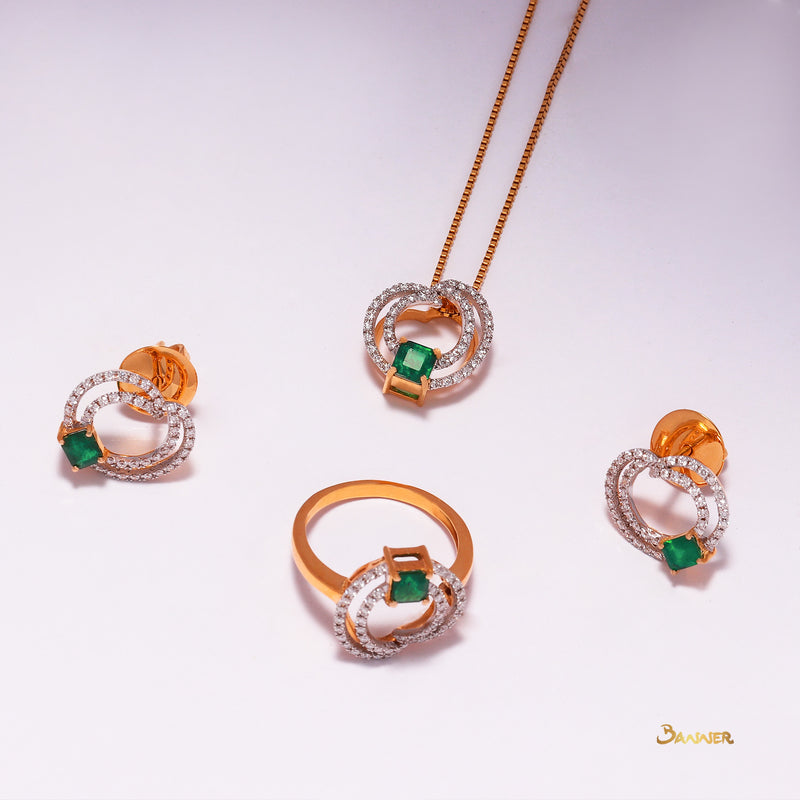 Emerald and Diamond Double Helix Pendant