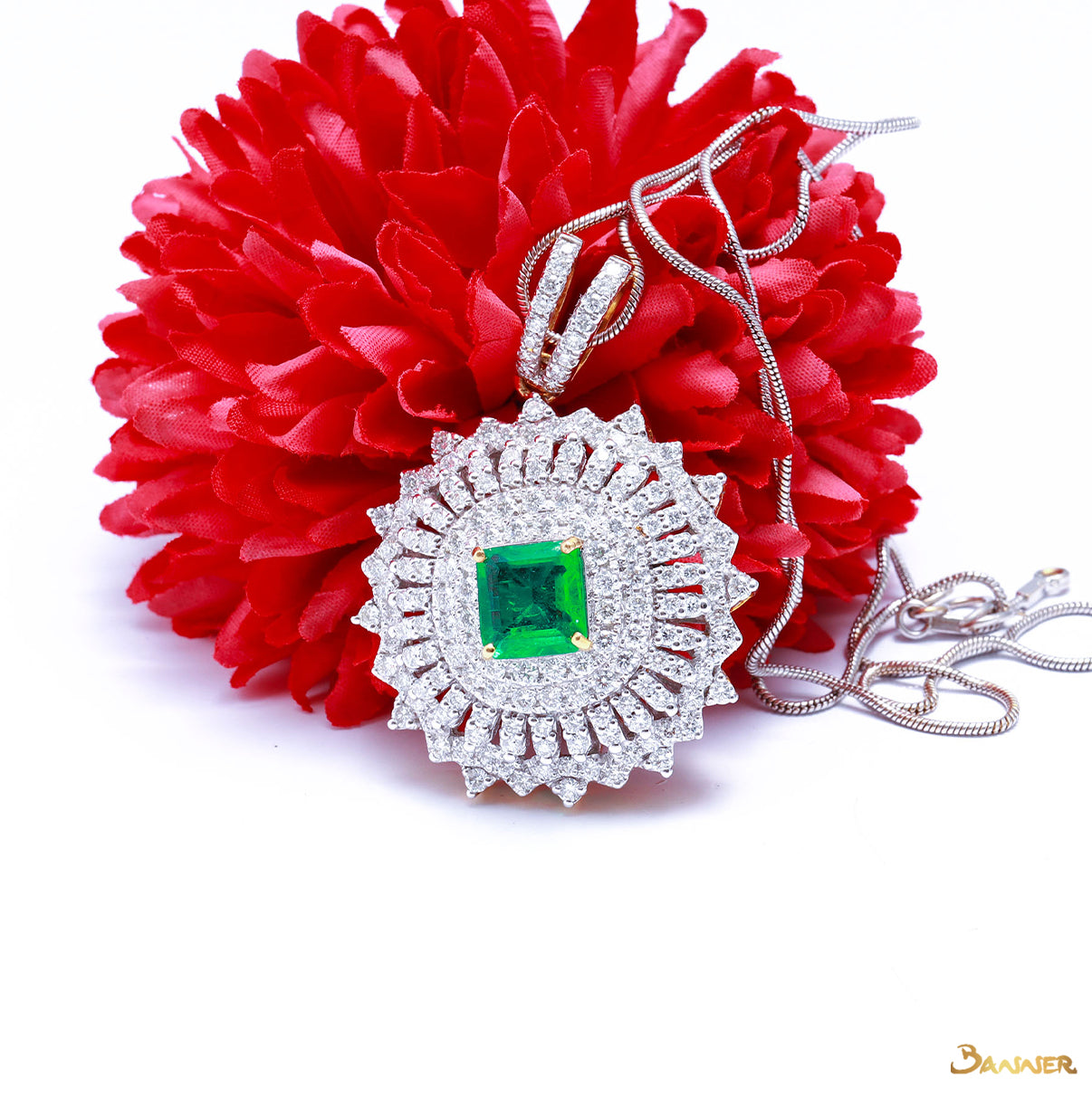 Columbian Emerald and Diamond Pendant