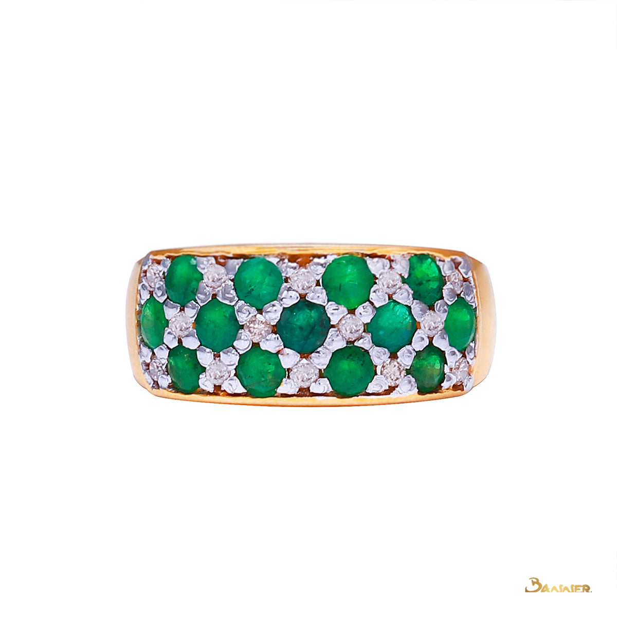 Emerald and Diamond Checkered Ring