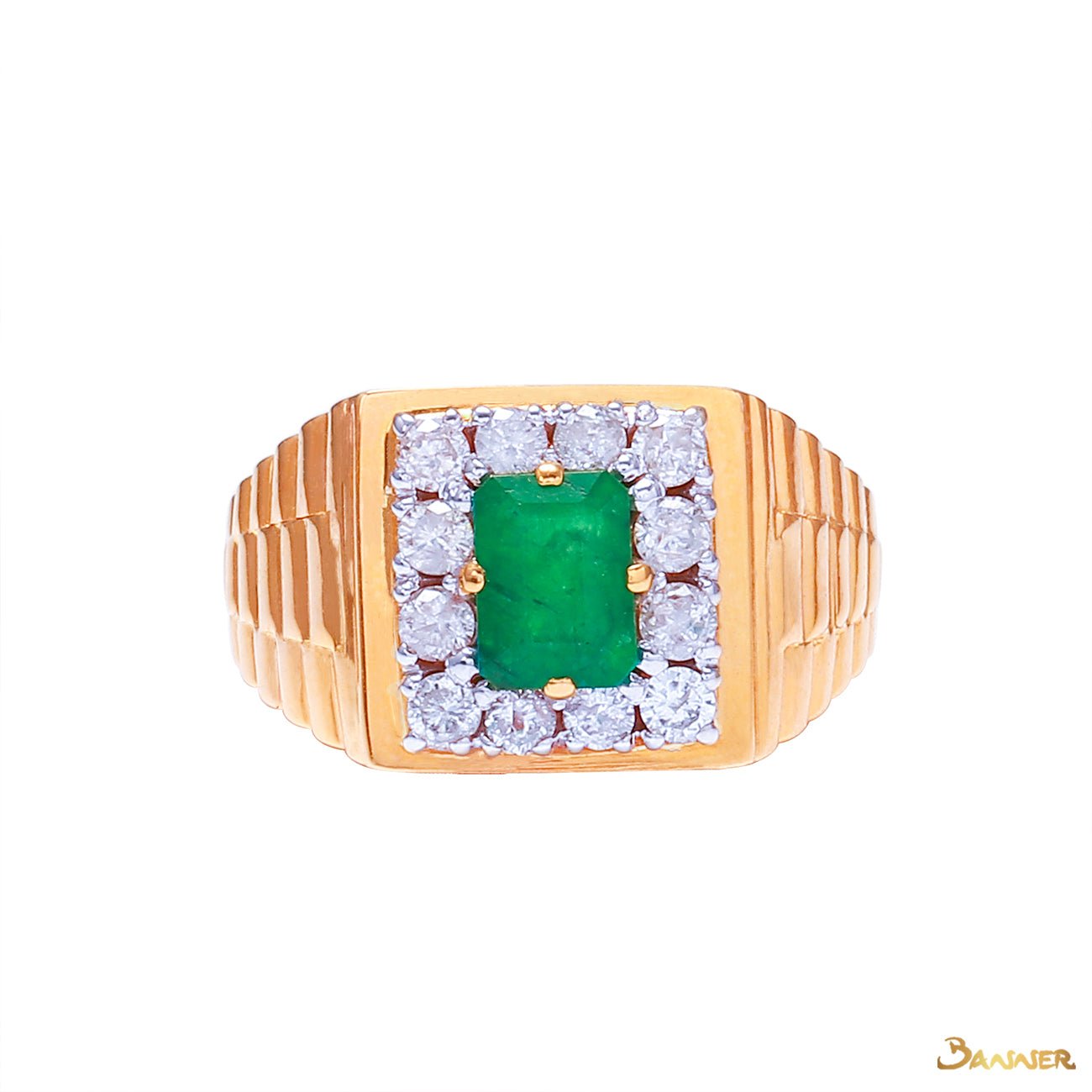 Emerald and Diamond Men Ring