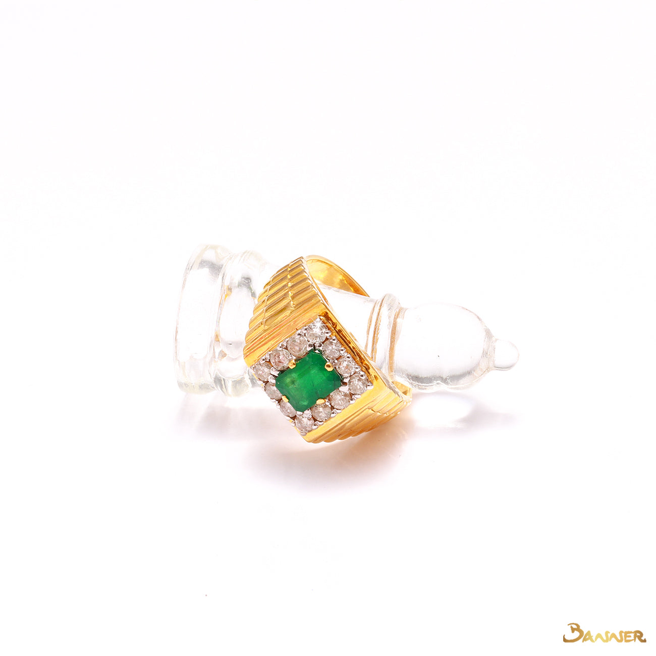 Emerald and Diamond Men Ring