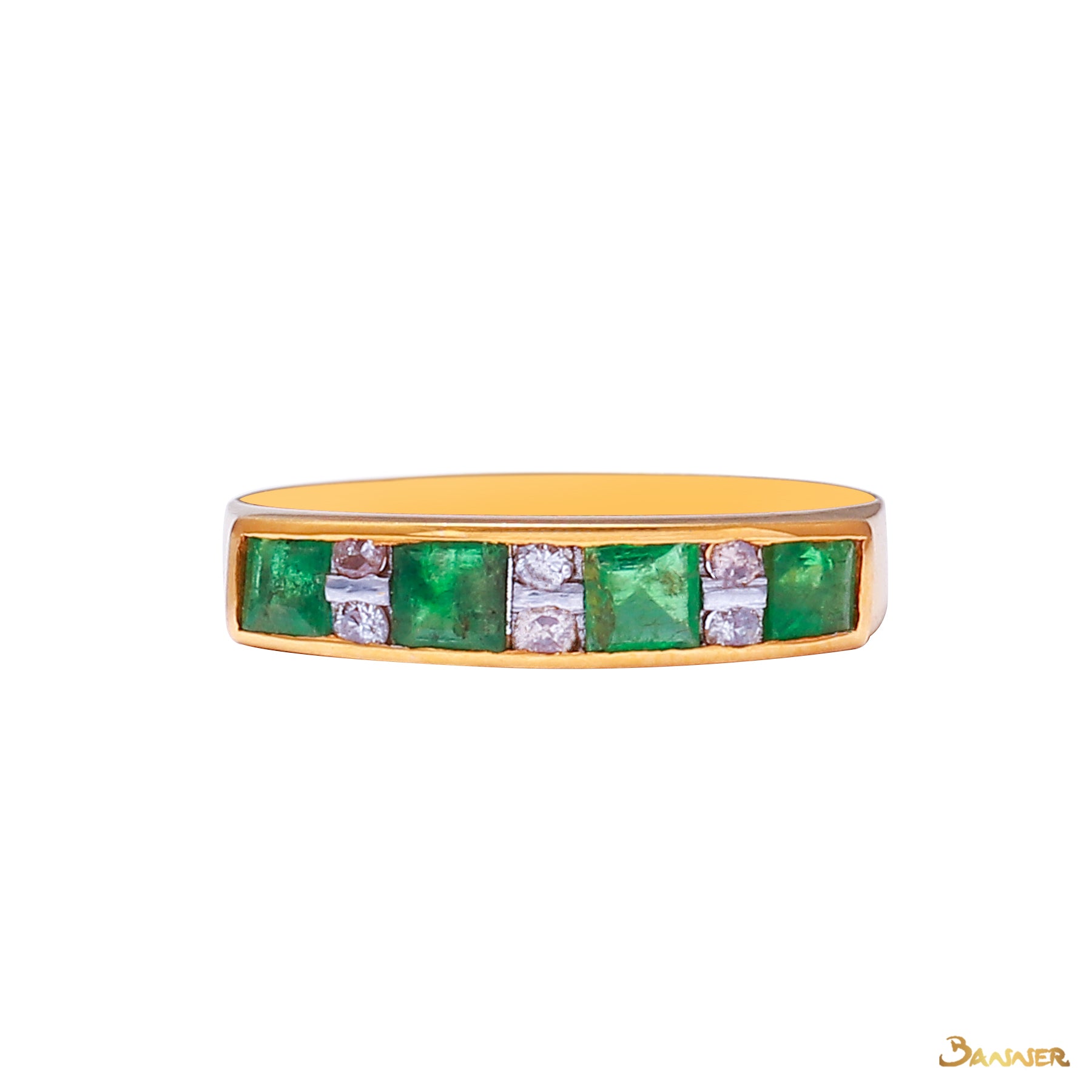 Emerald and Diamond Alternate Ring (4 pcs)