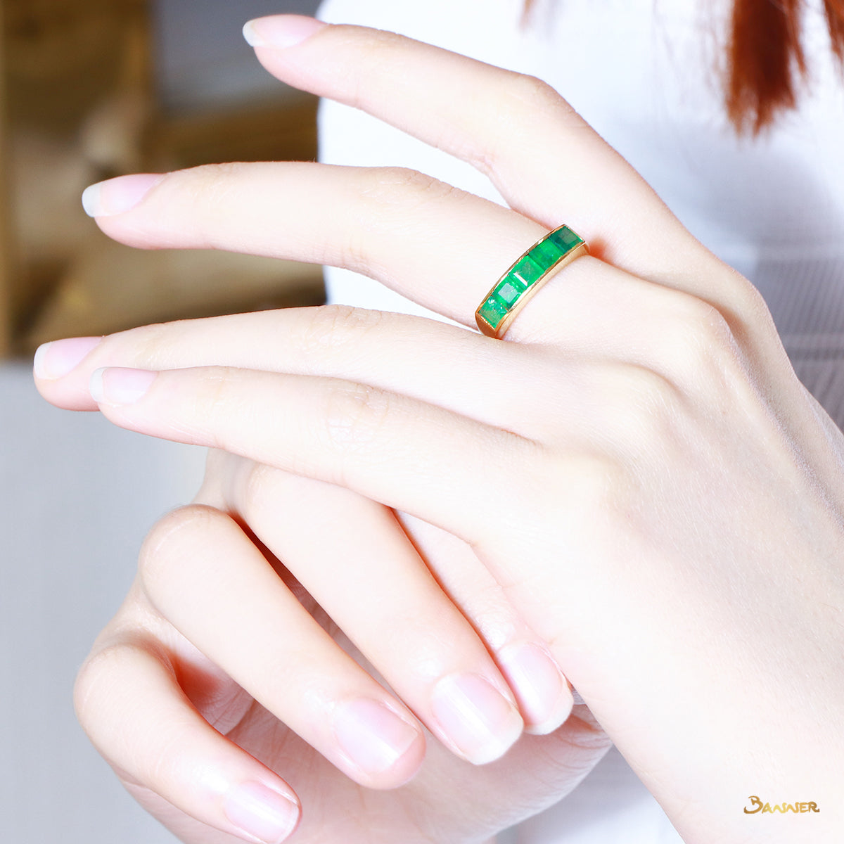 Emerald Channel Ring