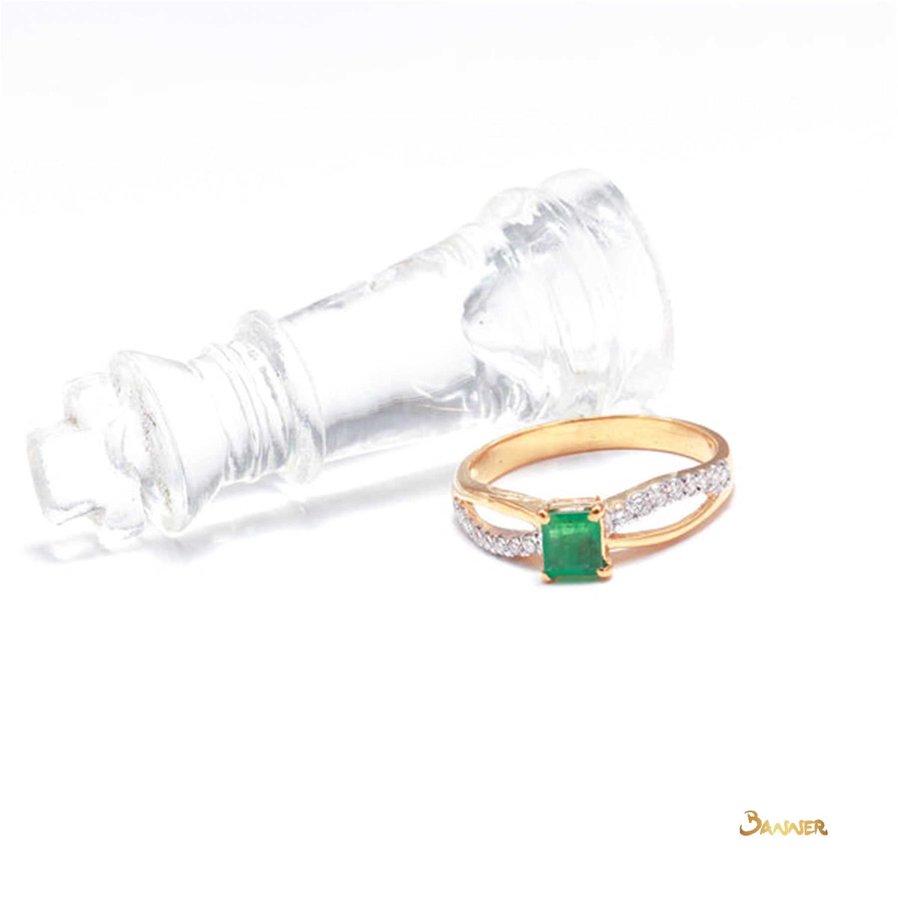 Emerald and Diamond Infinity Ring