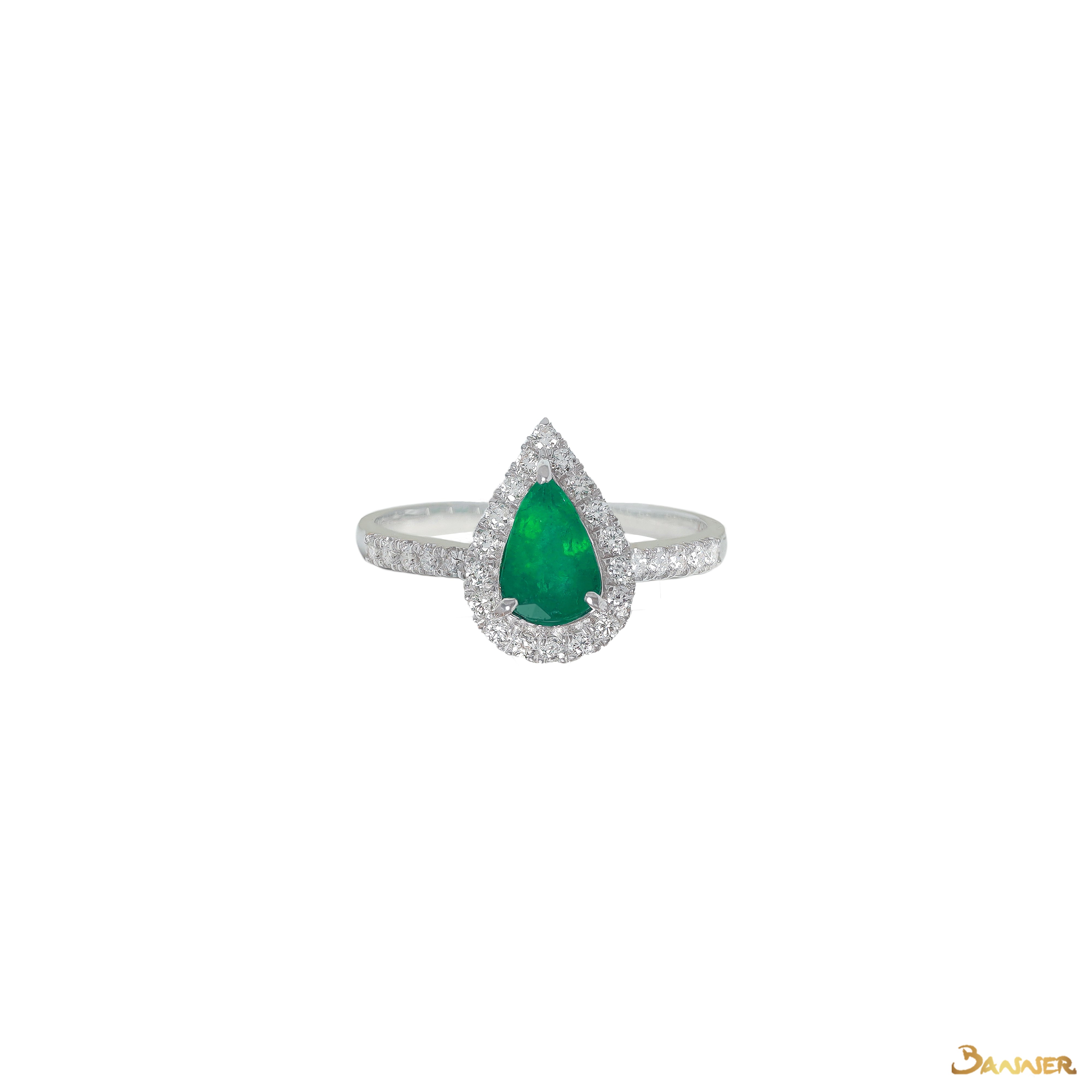 Emerald and Diamond Droplet Ring