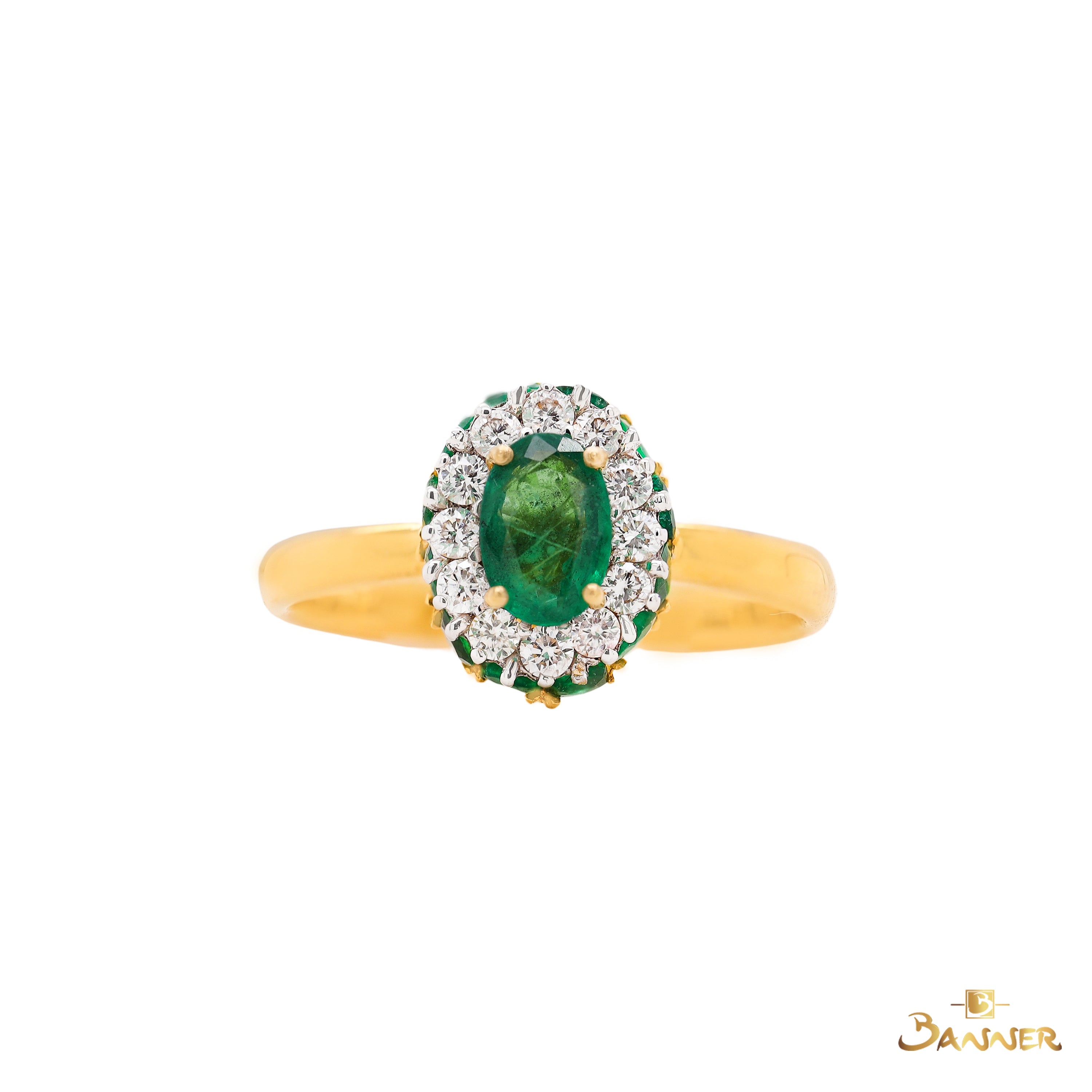 Emerald and Diamond Dahlia Ring