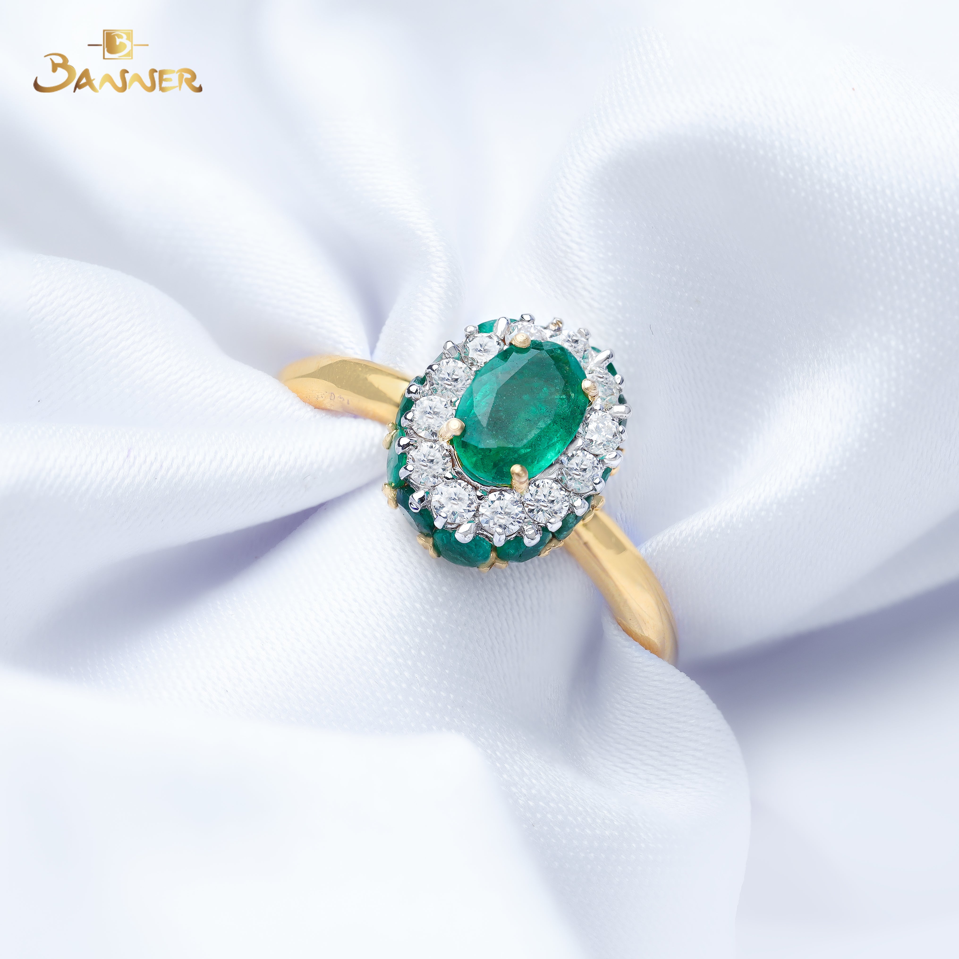 Emerald and Diamond Dahlia Ring