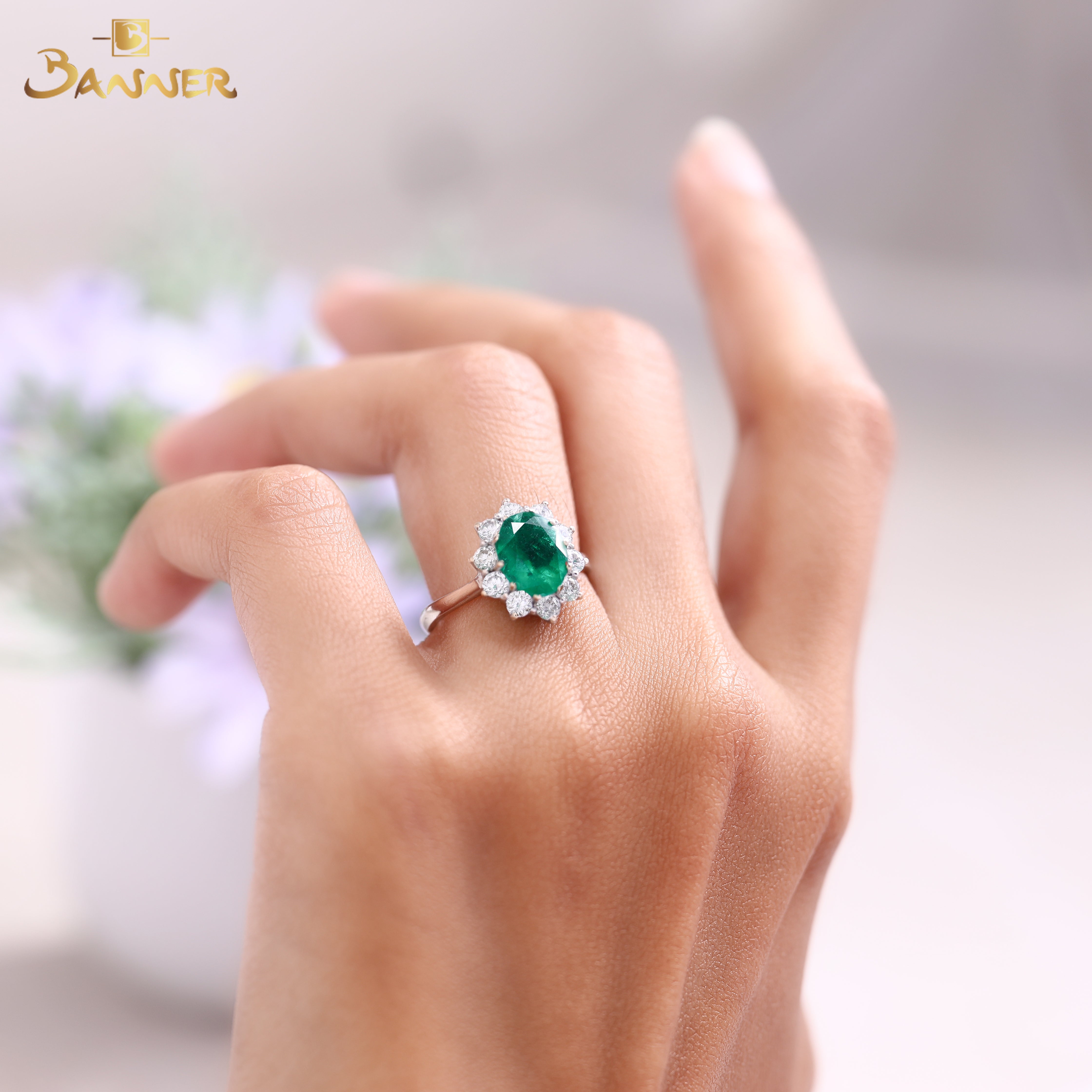 Columbian Emerald and Diamond Diana Ring