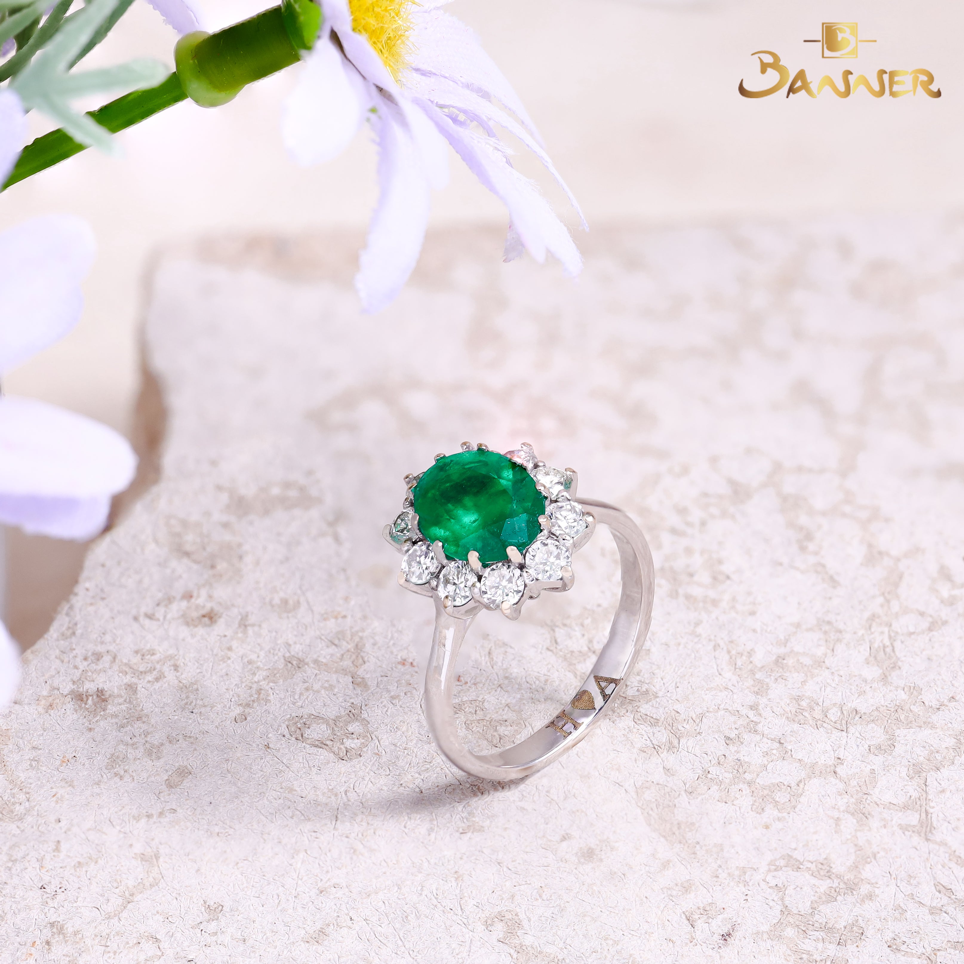 Columbian Emerald and Diamond Diana Ring