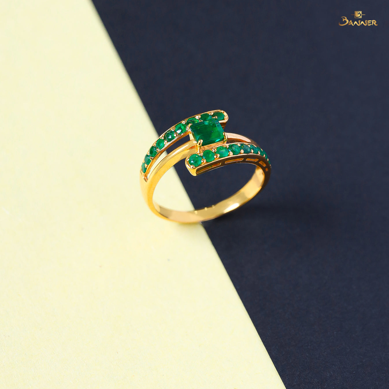 Emerald Bypass Ring