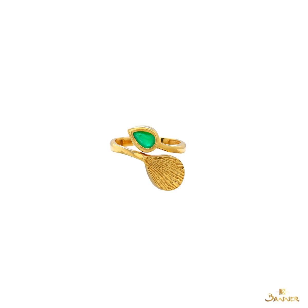 Emerald Rain Drop Cleo Ring