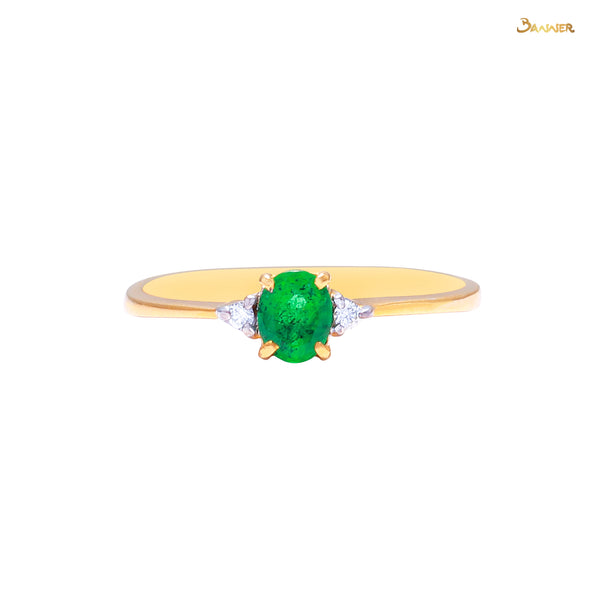 Emerald and Diamond Petite Ring