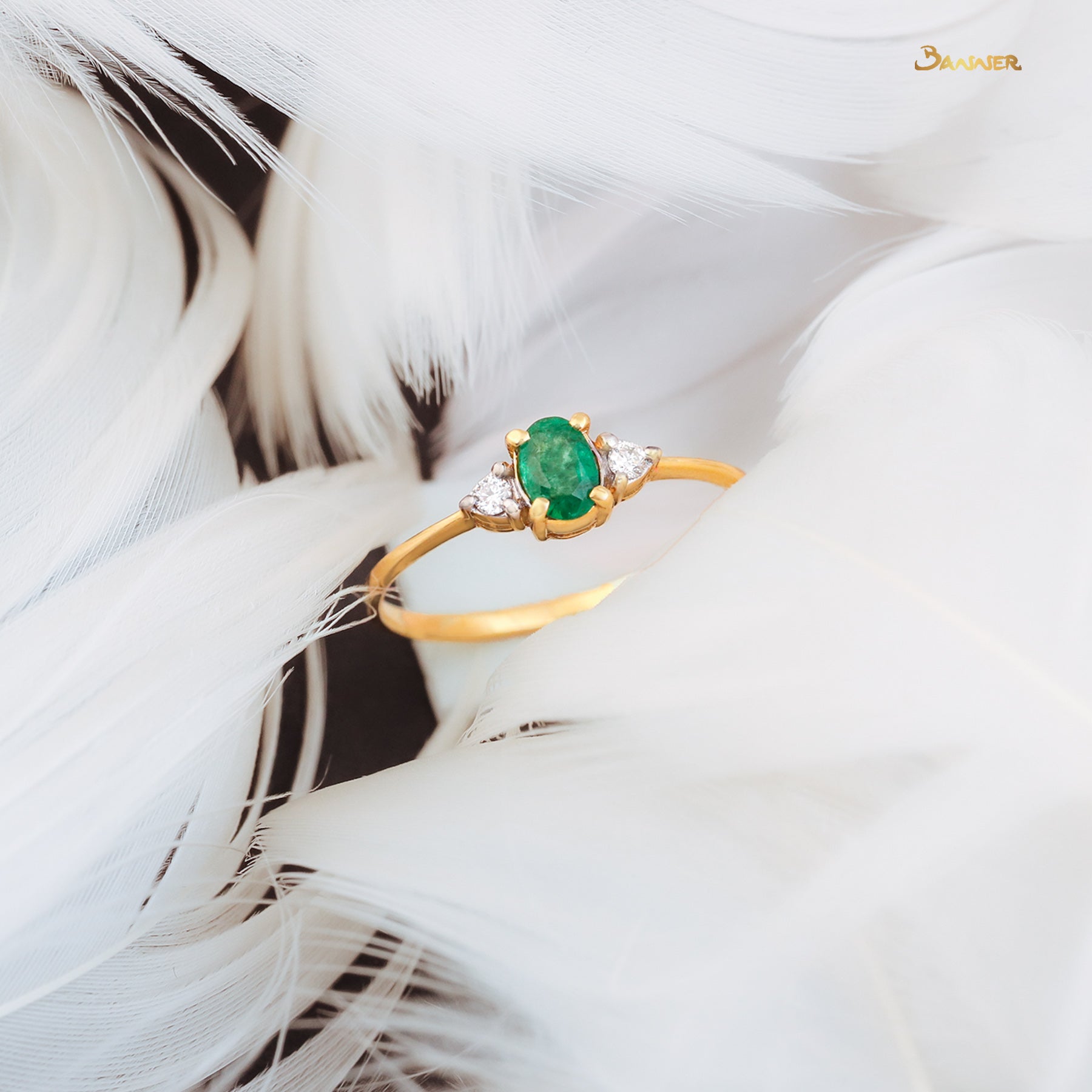 Emerald and Diamond Petite Ring