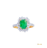 Emerald and Diamond Abstract Ring