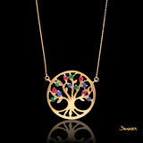 Ruby, Sapphire and Emerald Tree of Life Necklace