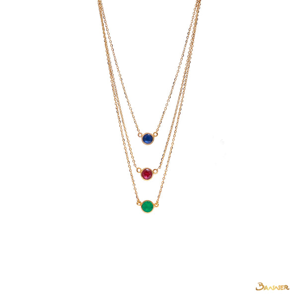 Emerald Ruby Sapphire 3-Step Necklace