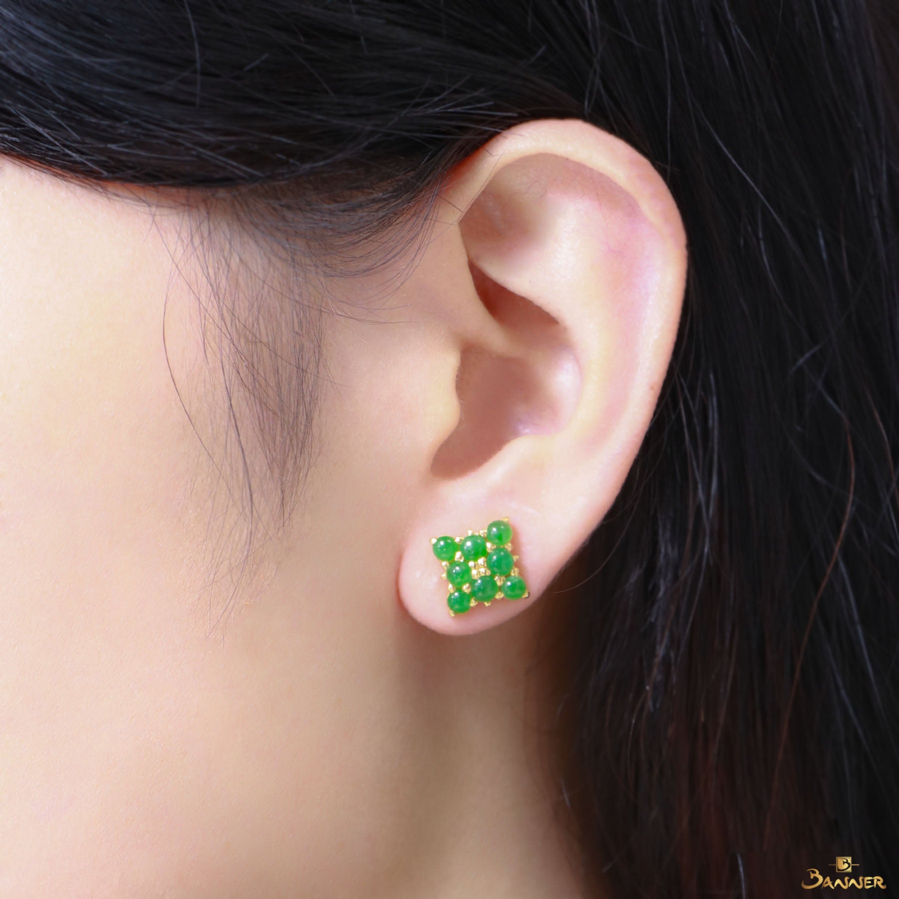 Green Jade Clover Earrings