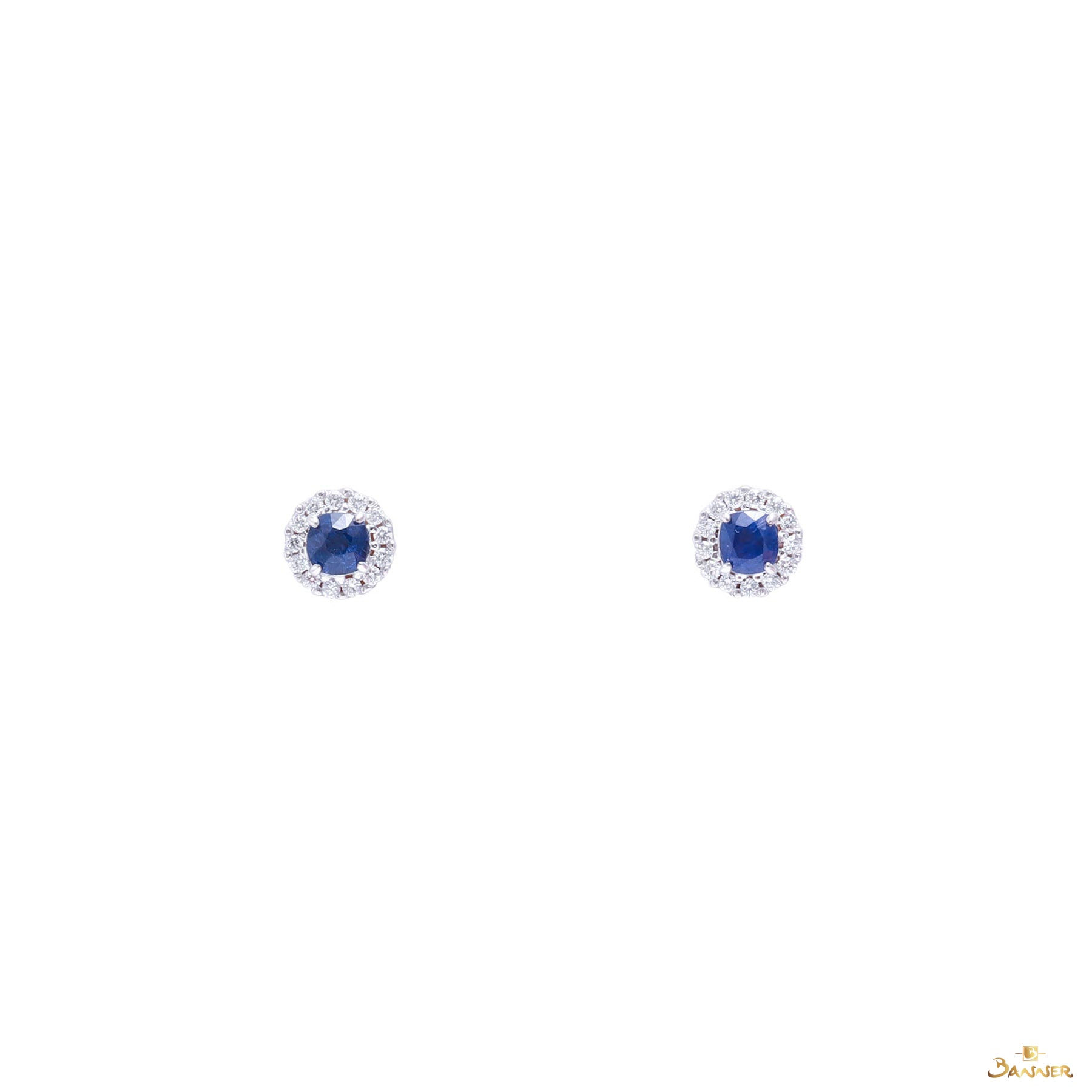 Sapphire and Diamond Halo Earrings