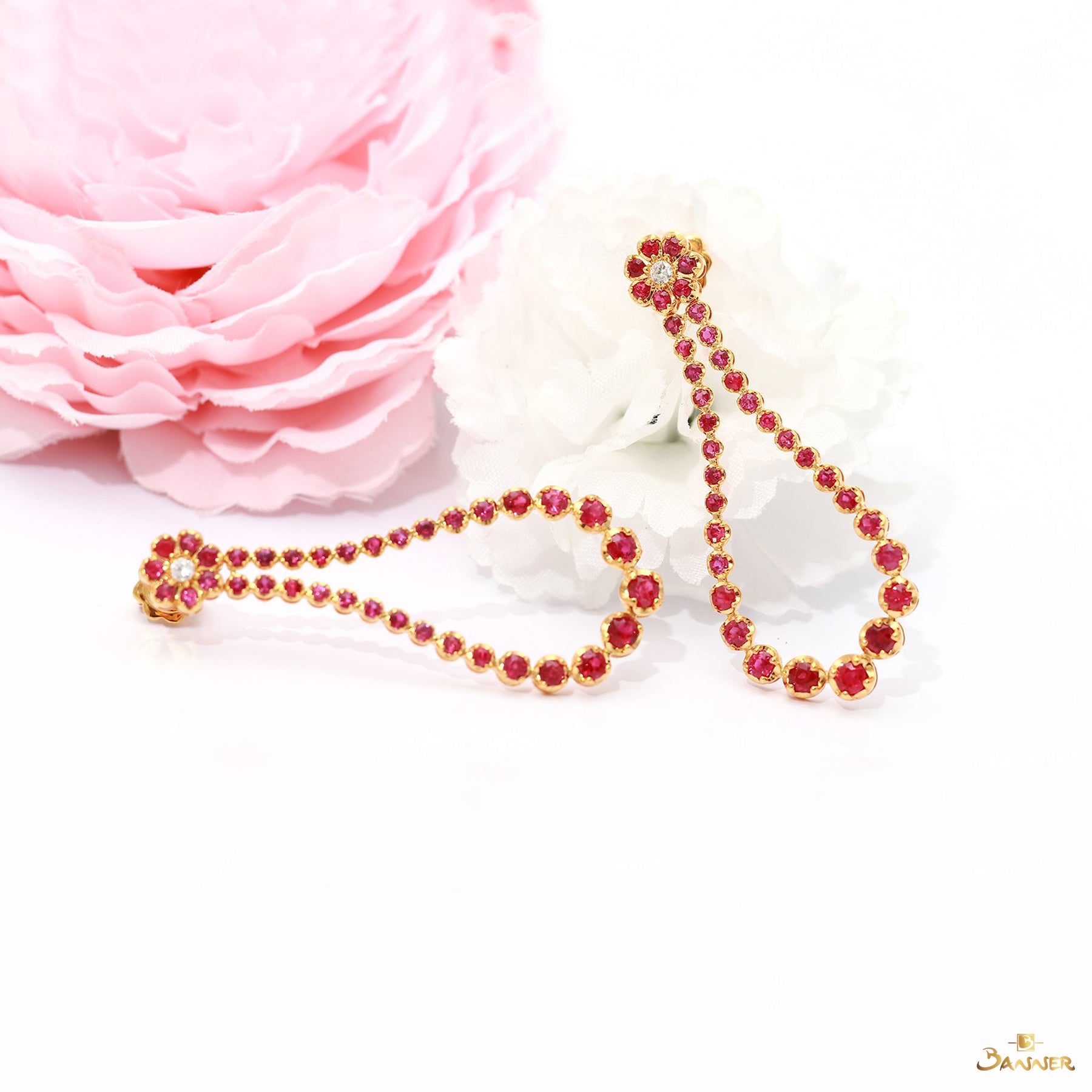 Ruby and Diamond Bell Earrings