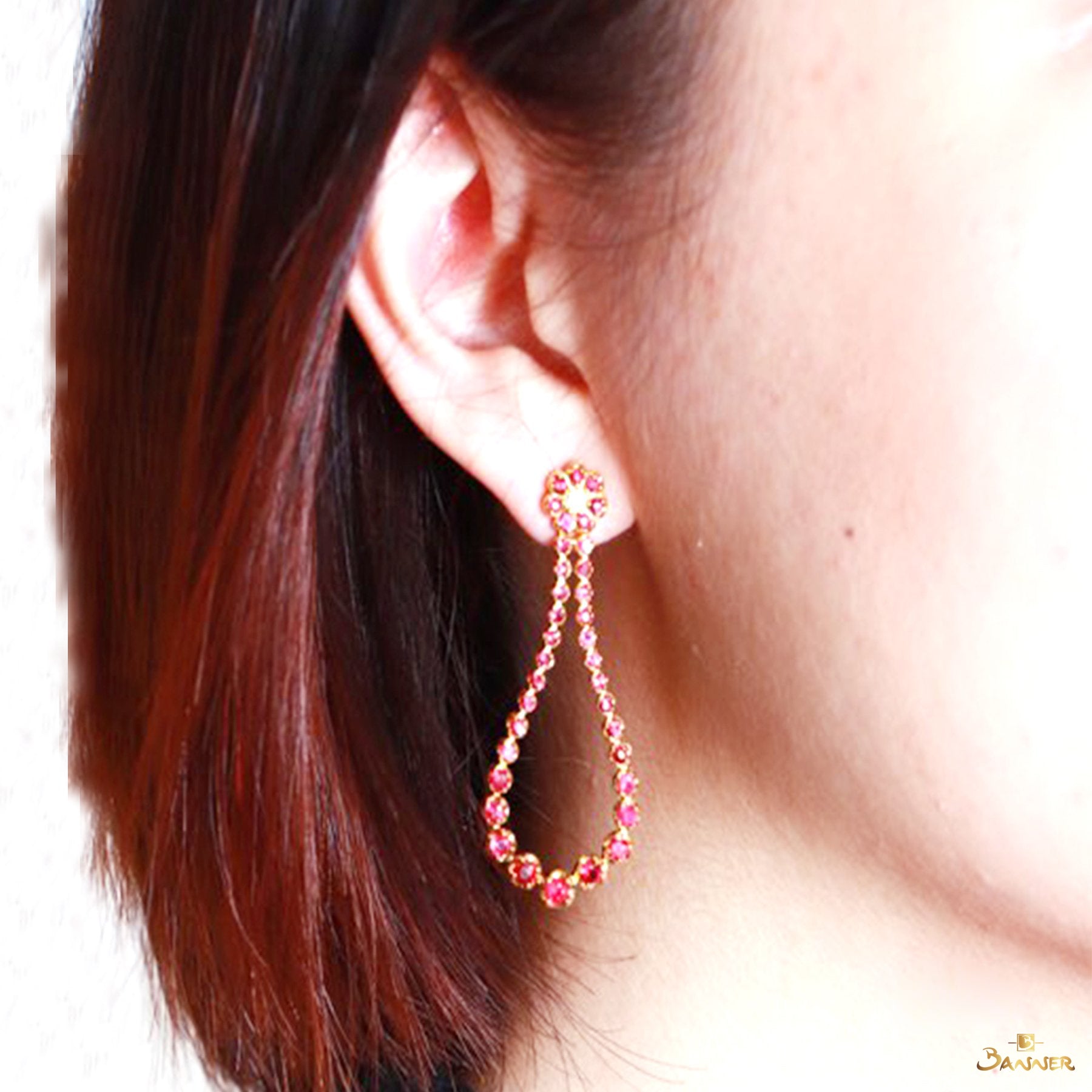 Ruby and Diamond Bell Earrings