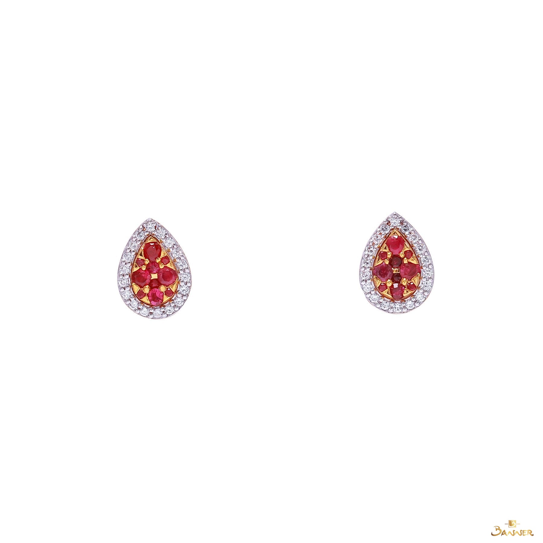 Ruby and Diamond 3-way Rain-drop Earrings