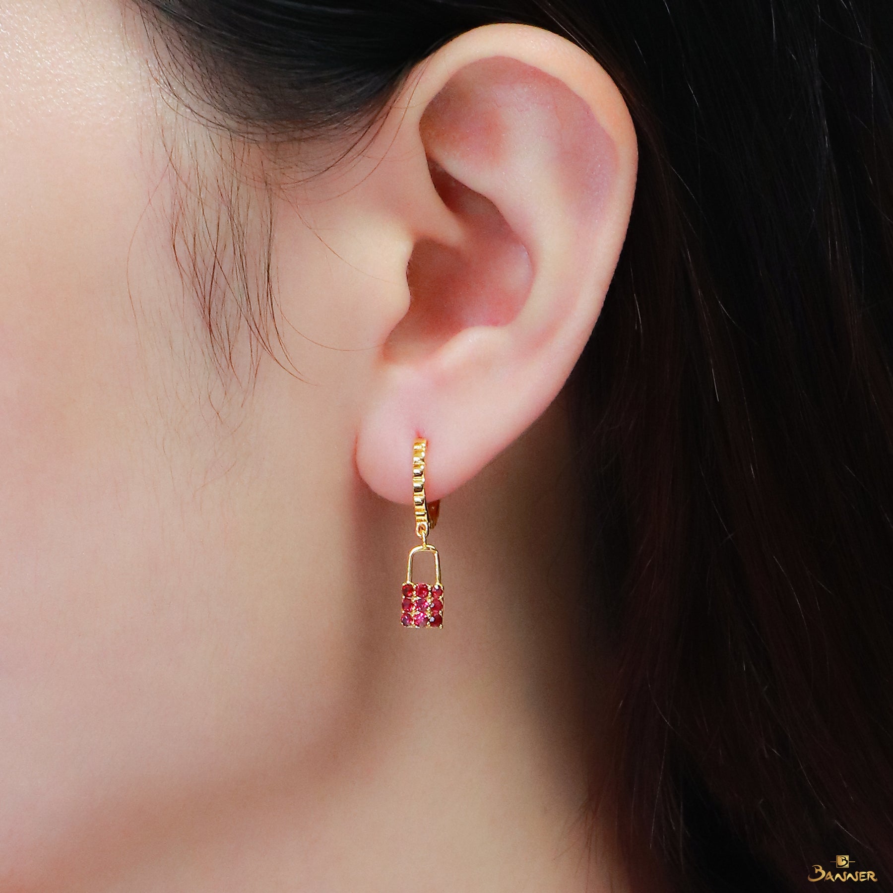 Ruby Lock Earrings