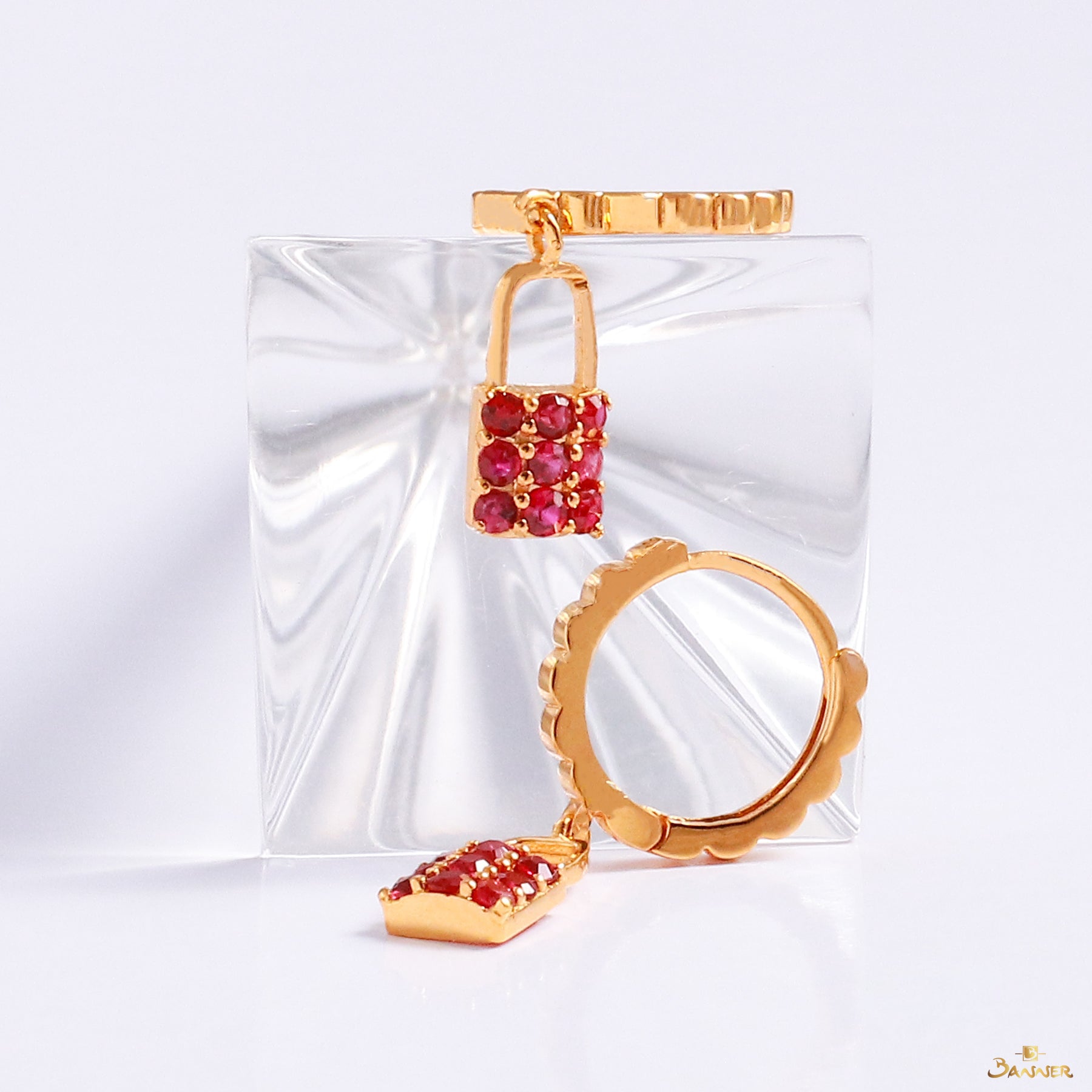 Ruby Lock Earrings